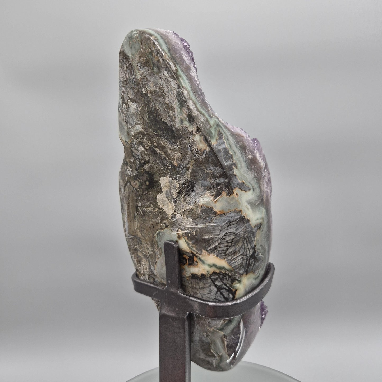 AAA+ Druzy Amethyst with Stalactite Eye on Stand - Uruguay Amethyst Specimen - 15in Tall Crystal Display - 9.375 lbs Crystal Hoarder