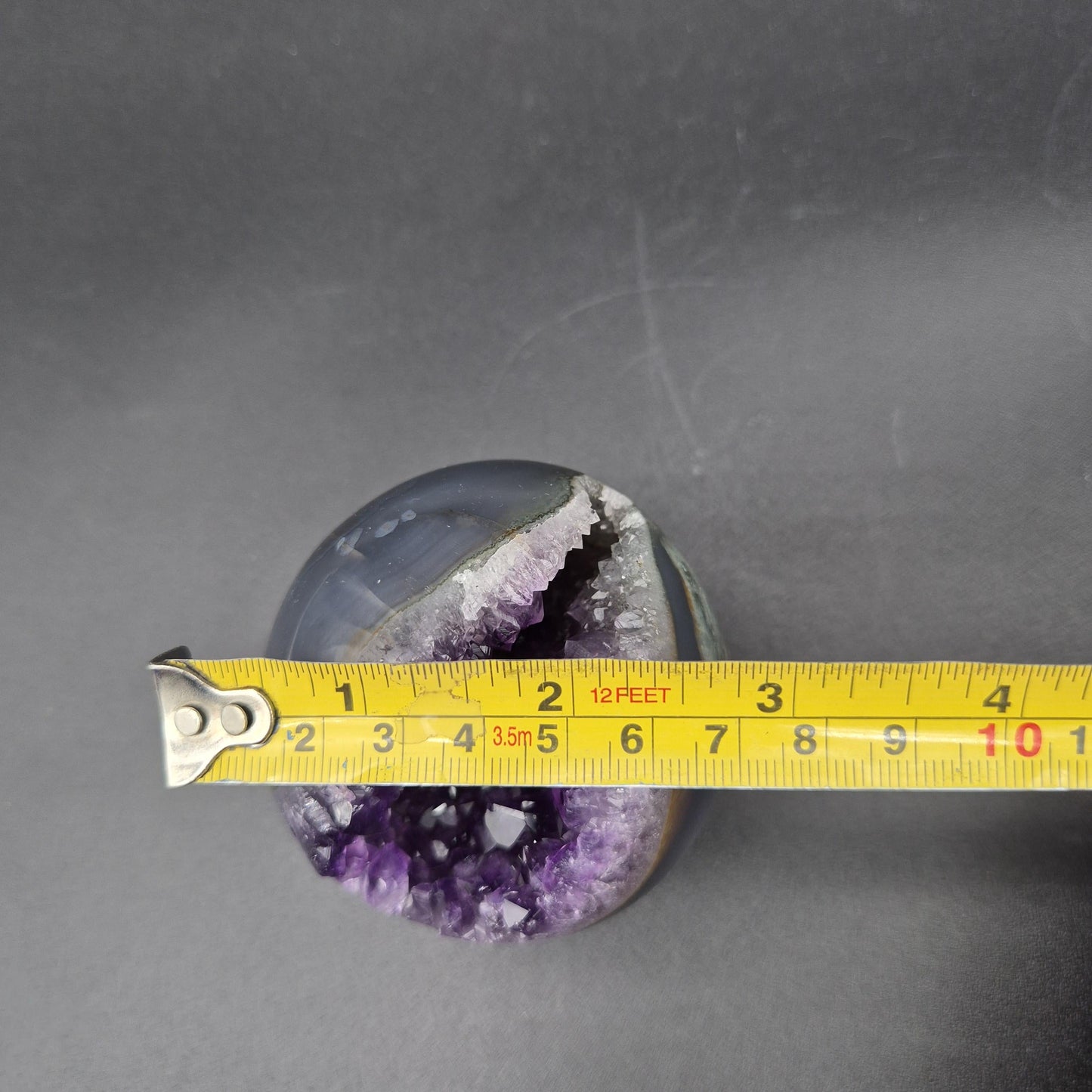 AAA+ Super High Quality 3 inch Amethyst Sphere with Blue Banded Agate | Uruguay Crystal | 0.84 lbs Crystal Hoarder