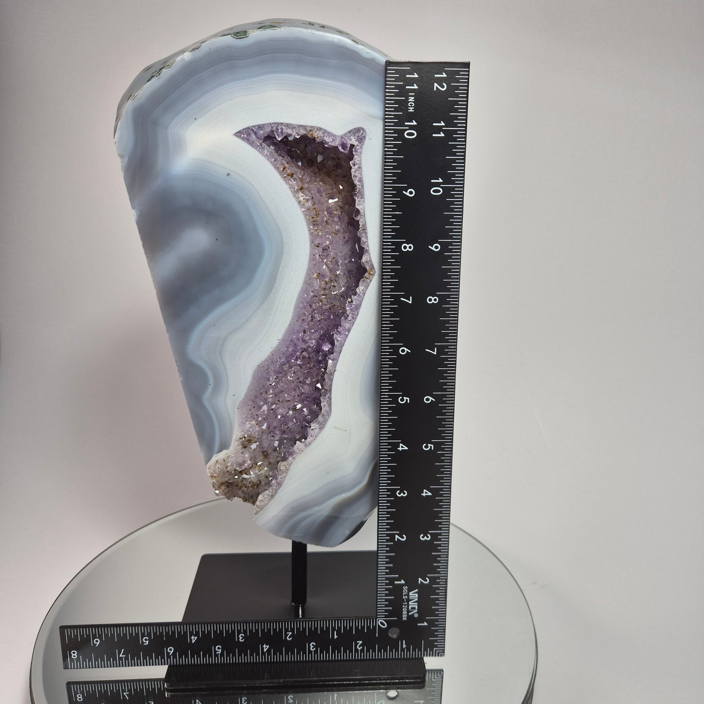 Amethyst Statement Piece with Blue Banded Agate - Brazil Crystal Hoarder