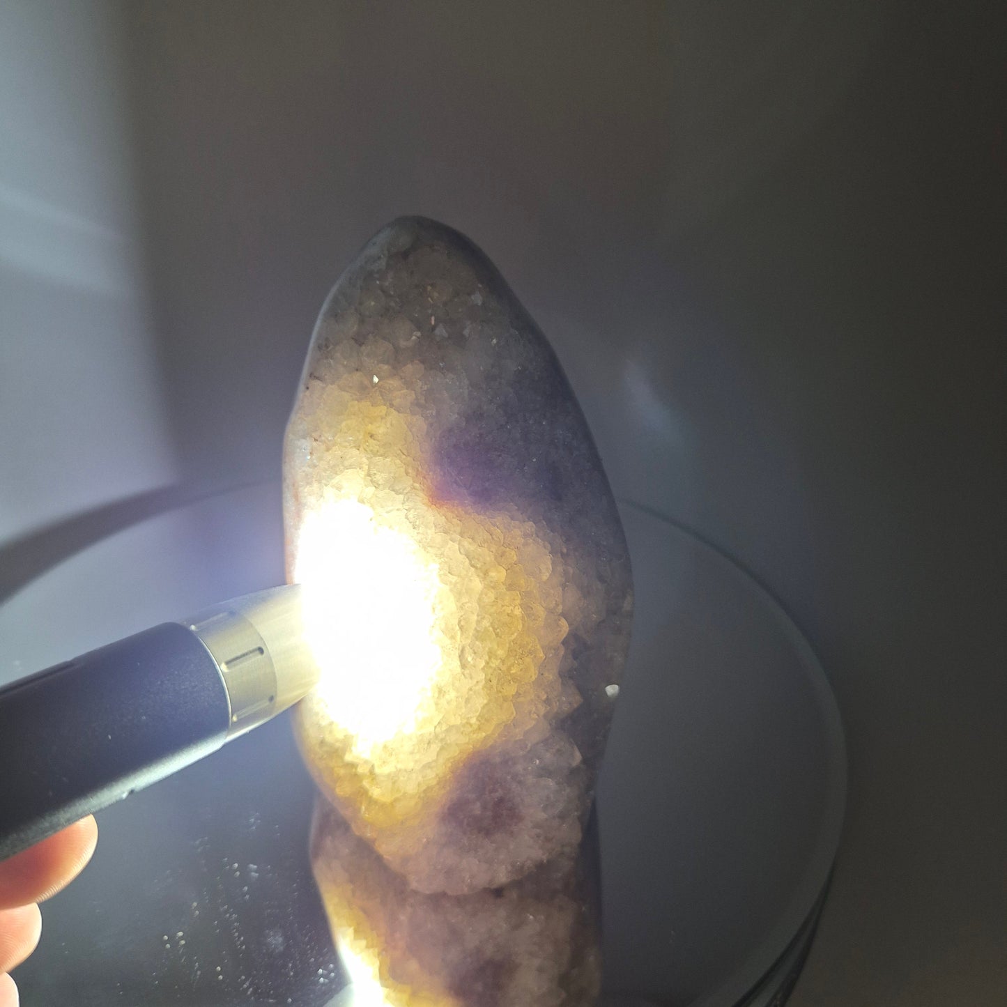 Rare Uruguay Citrine with Pink Stalactite Eyes & Pink Banding - Natural Collector Specimen, High Grade Crystal Display Crystal Hoarder