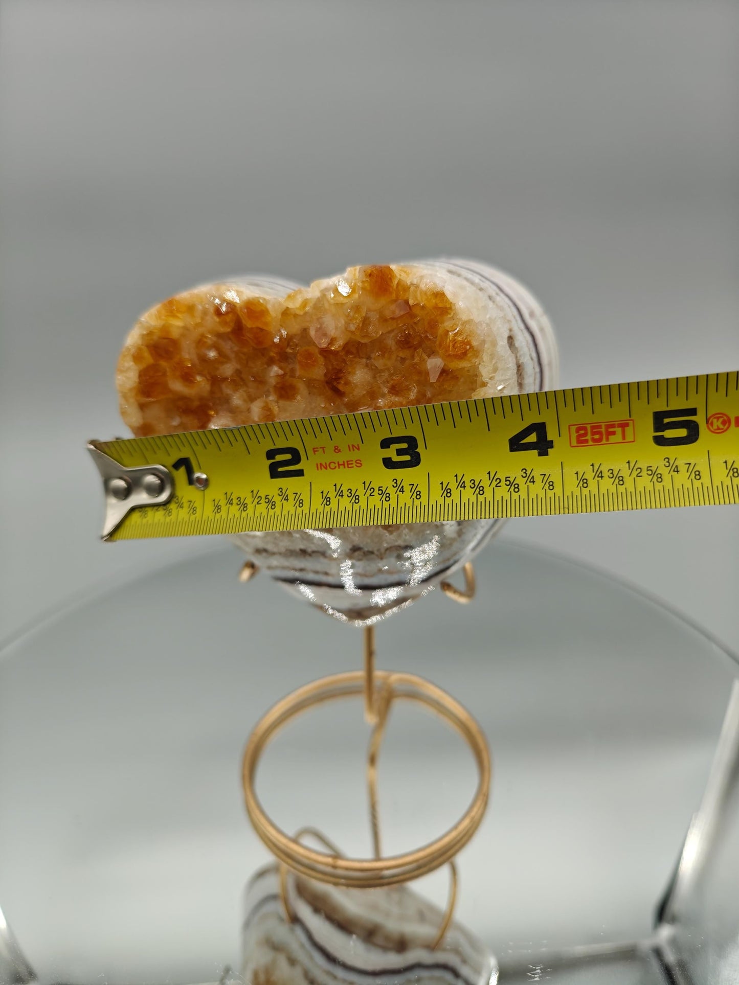 Super Rare Citrine Heart | Heat Treated Uruguay Amethyst | Gorgeous Banded Pattern | Fully Polished Crystal Crystal Hoarder