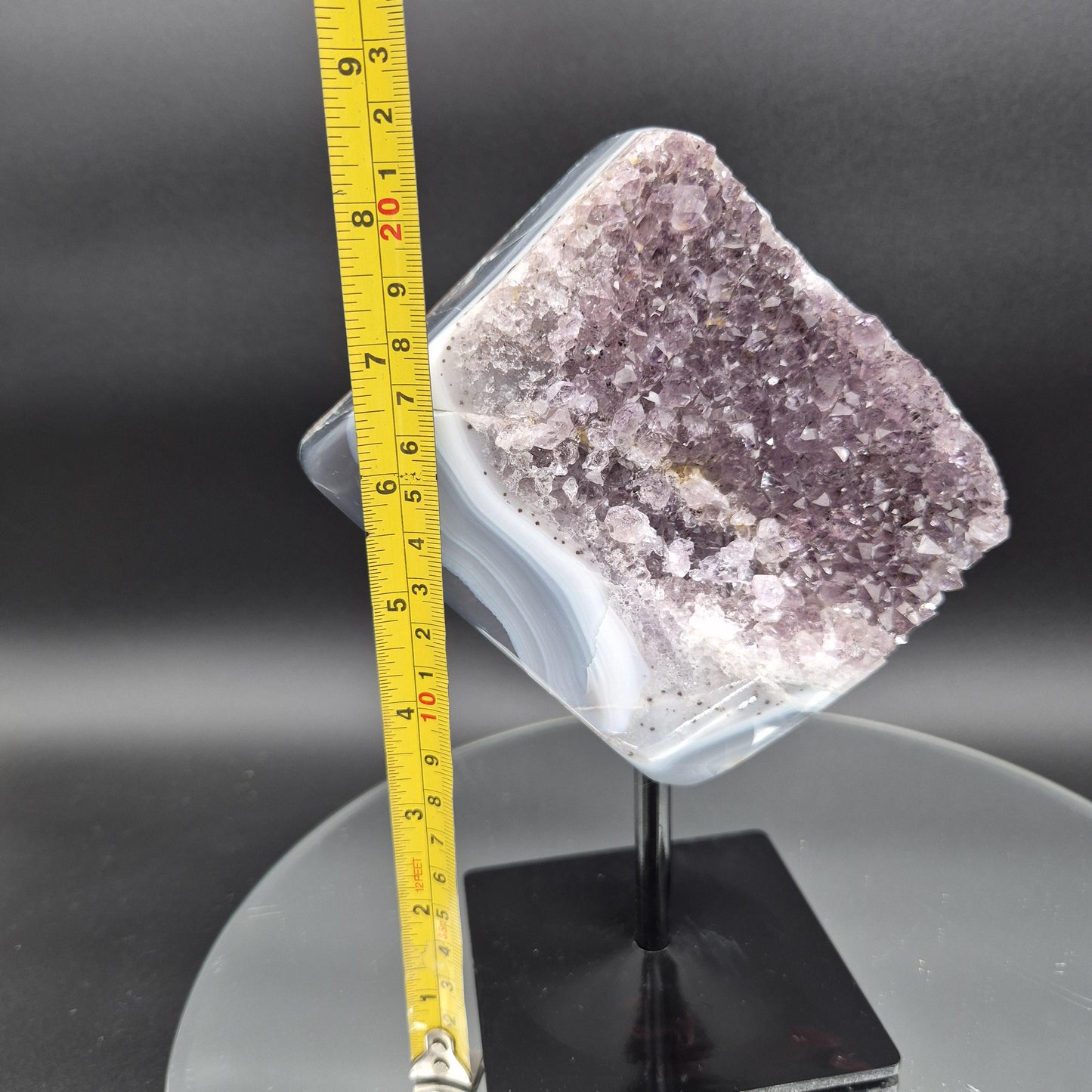 AAA+ Amethyst with Blue Banded Agate on Stand 8.5x6.5x3 5.08 lbs Brazil Crystal Hoarder