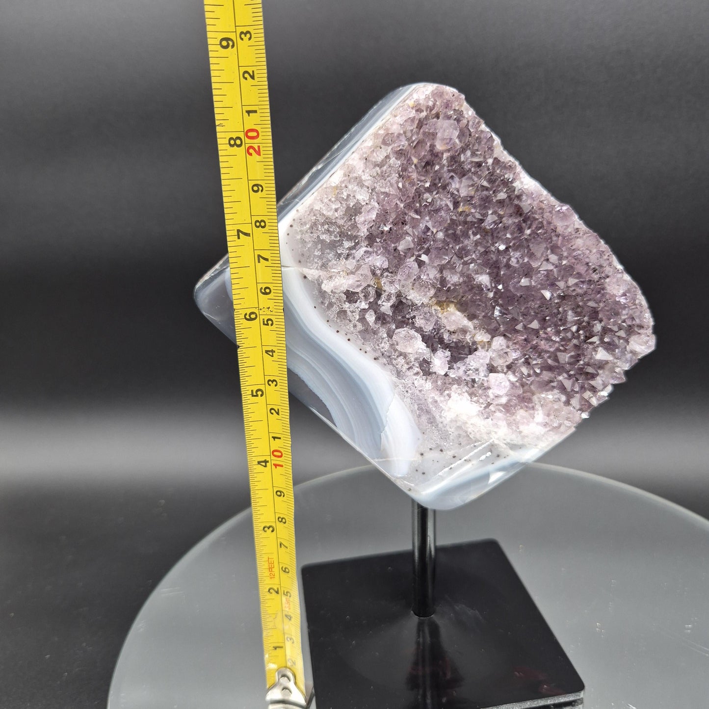 AAA+ Amethyst with Blue Banded Agate on Stand 8.5x6.5x3 5.08 lbs Brazil Crystal Hoarder
