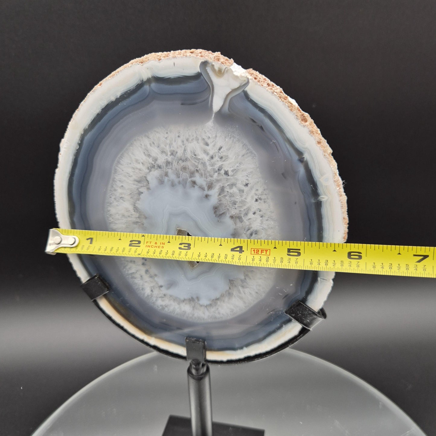 AAA+ Super Rare White and Dark Blue Agate with Druzy Quartz on Stand Brazil Crystal Hoarder