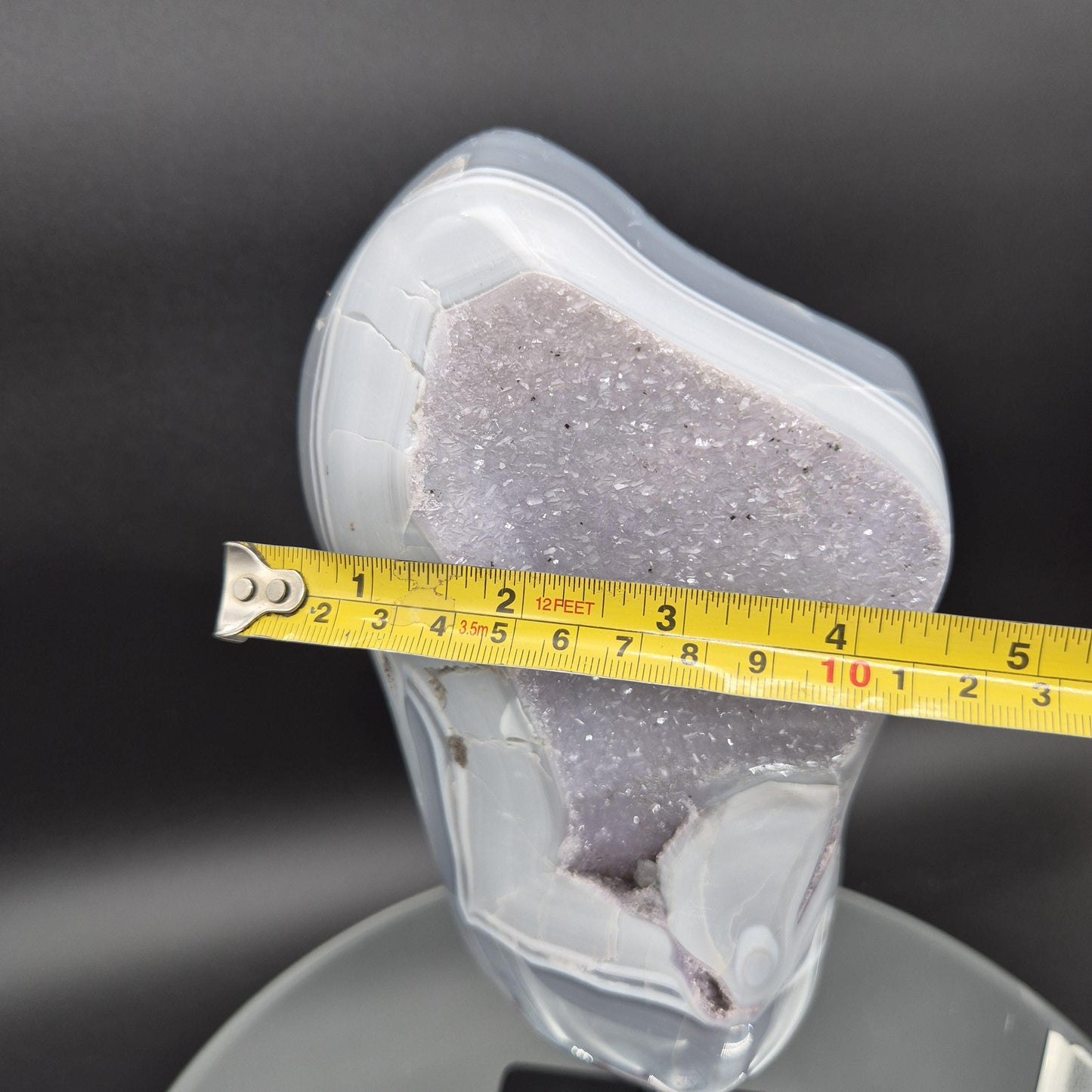 AAA+ Super Rare Druzy Amethyst with Blue White Banded Agate Brazil 4.94 lbs 10x4x2 Collector Crystal Crystal Hoarder