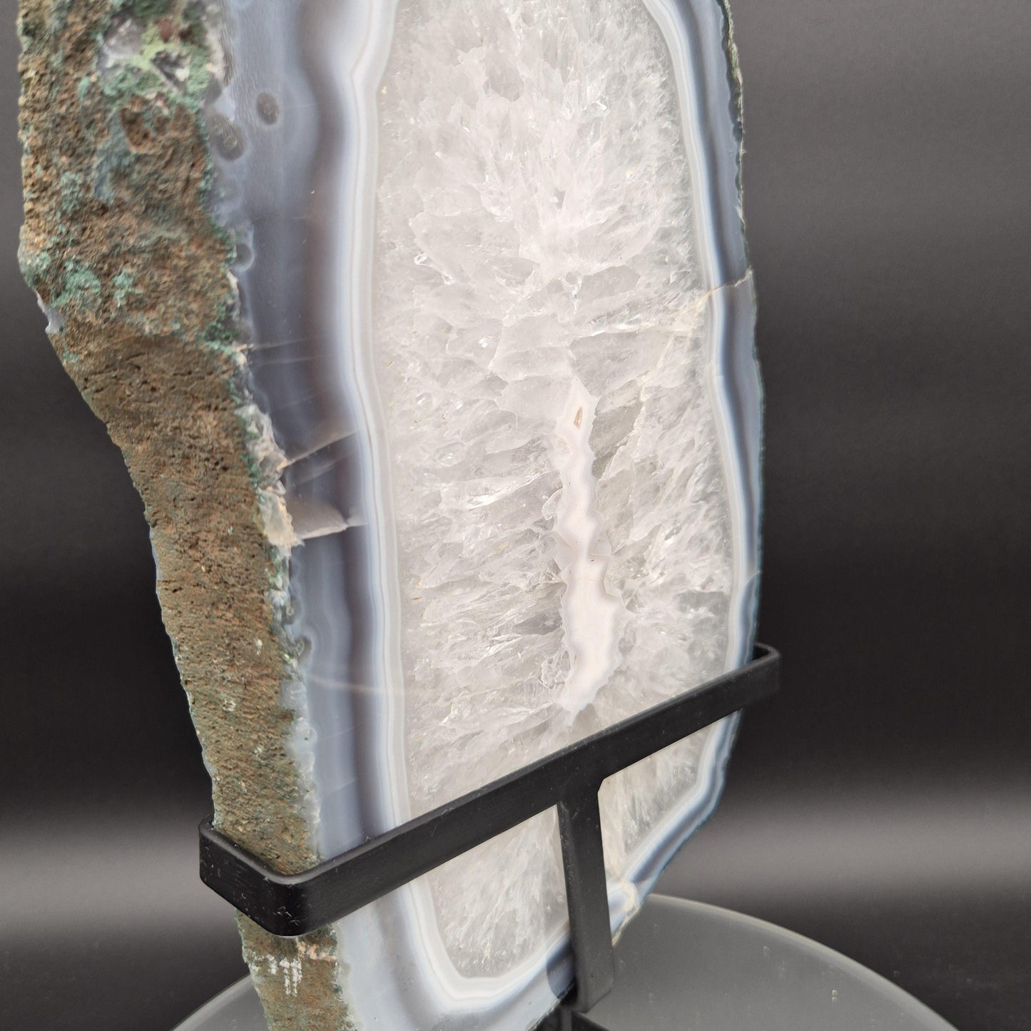 Polished Quartz Blue Banded Agate Backlit Slab Brazil 10.58 lbs 15x7x1.5 Large Statement Crystal Crystal Hoarder