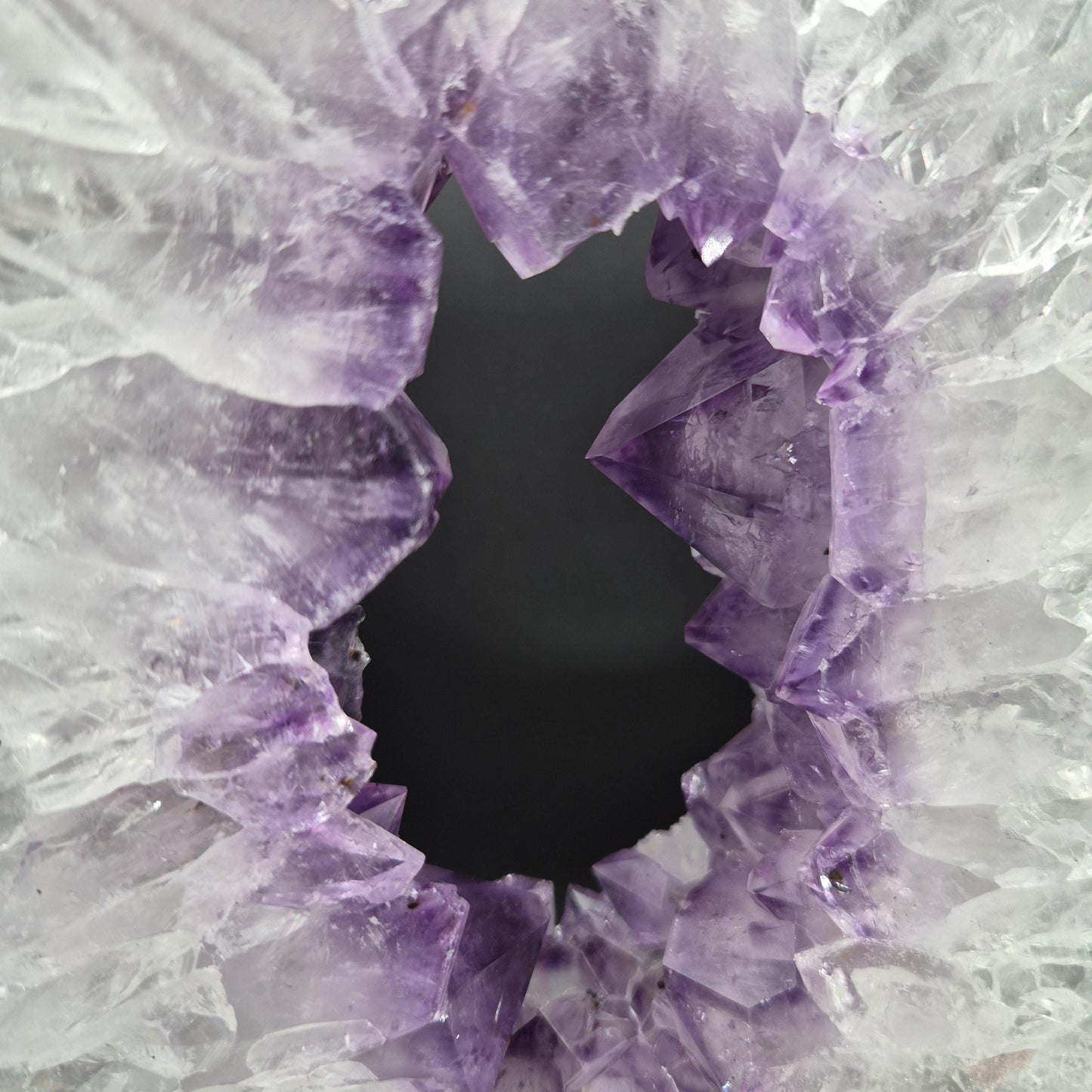 Crisp Amethyst Portal with Calcite Brazil 13x7x1.5 7.58 lbs Crystal Hoarder