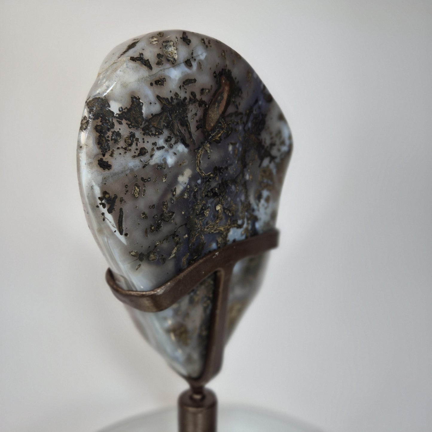 AAA+ Uruguay Amethyst with Stalactite Eyes, Large Calcite & Blue Banded Agate on Base - 13.5in Tall, 5.53 lb Statement Collector Specimen Crystal Hoarder