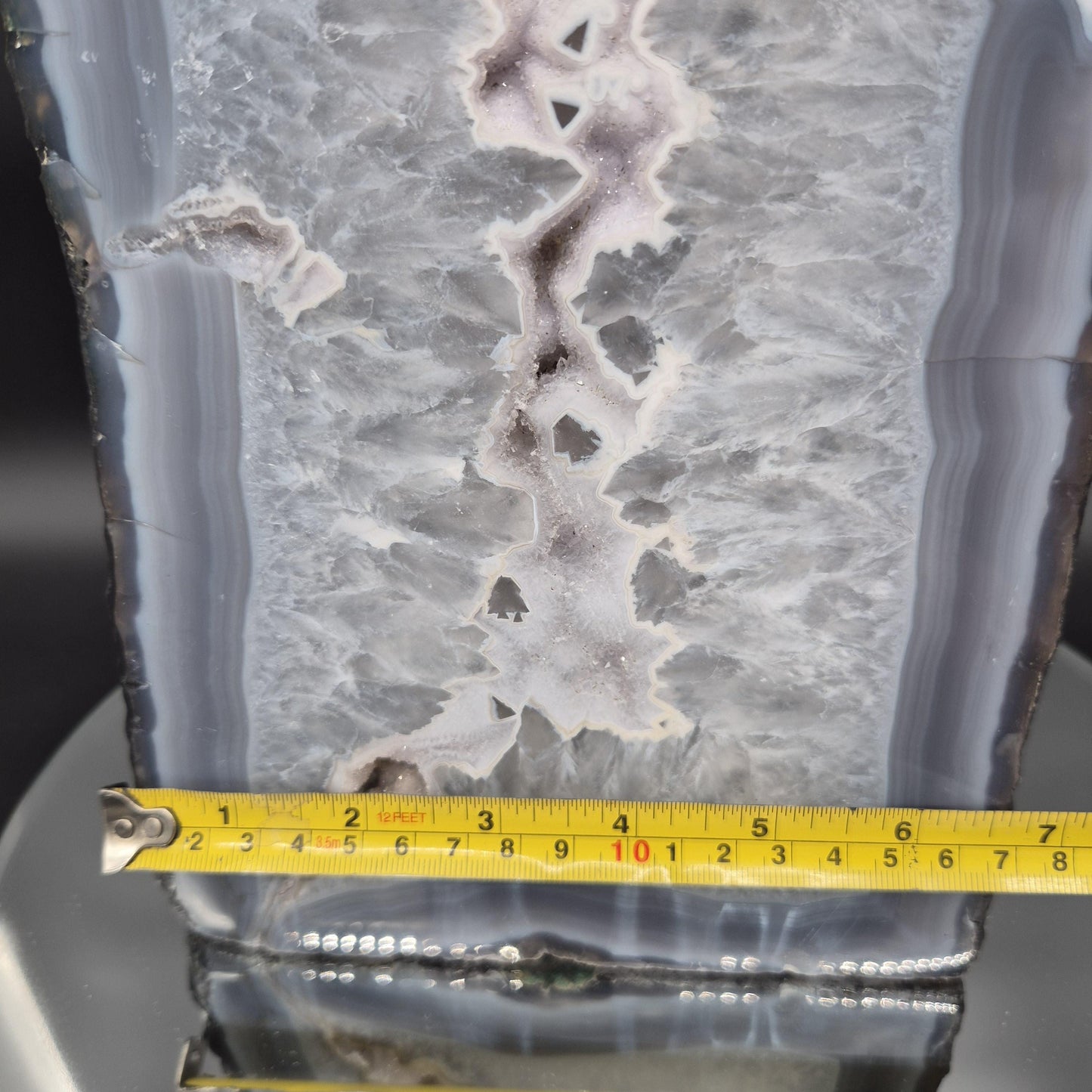AAA+ Druzy Amethyst with Blue Banded Agate Cathedral 16.39 lbs 13.5 x 6.5 x 4 Brazil Crystal Hoarder