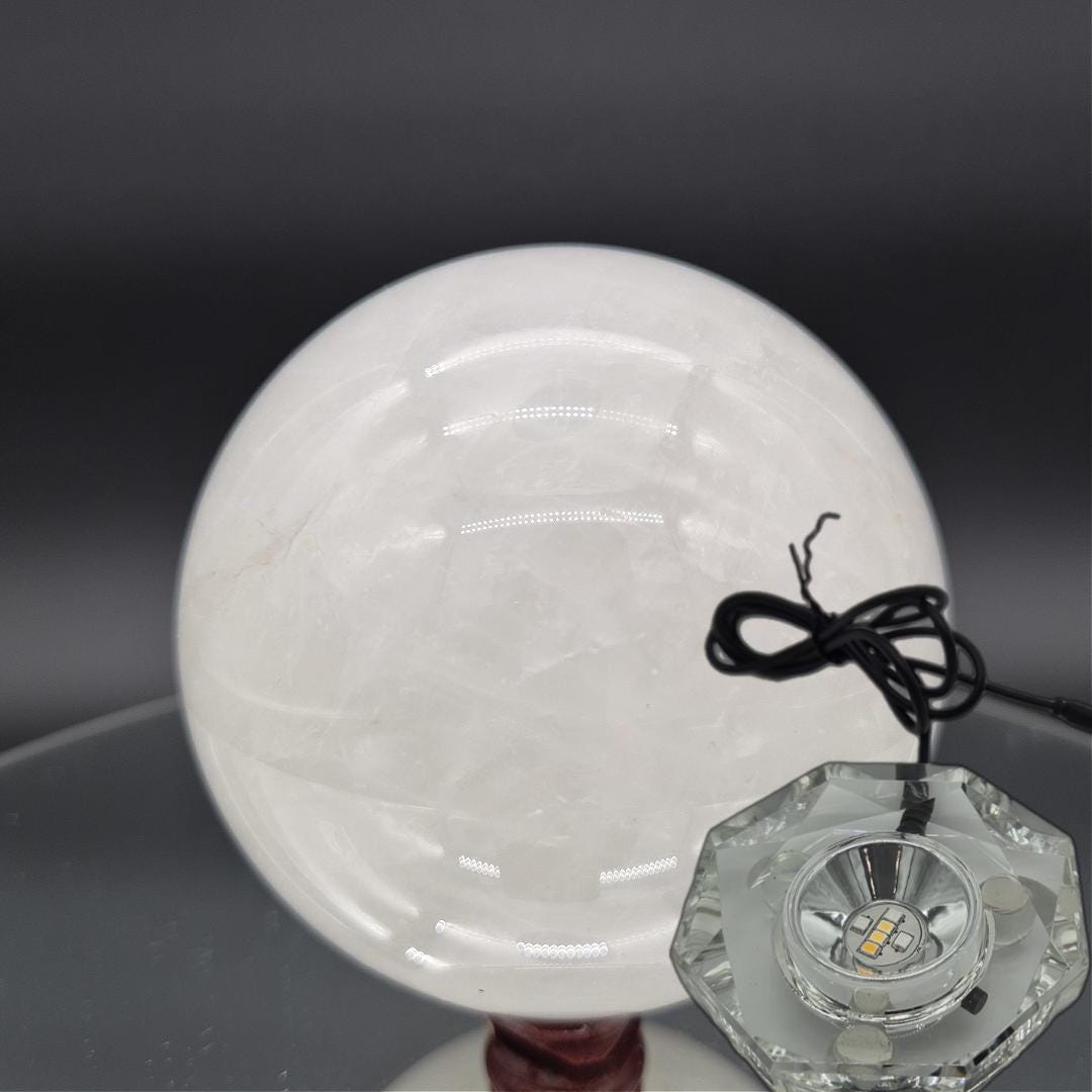 Milky Quartz Sphere - 3.5" Snow Quartz Crystal Ball with Optional Light Base