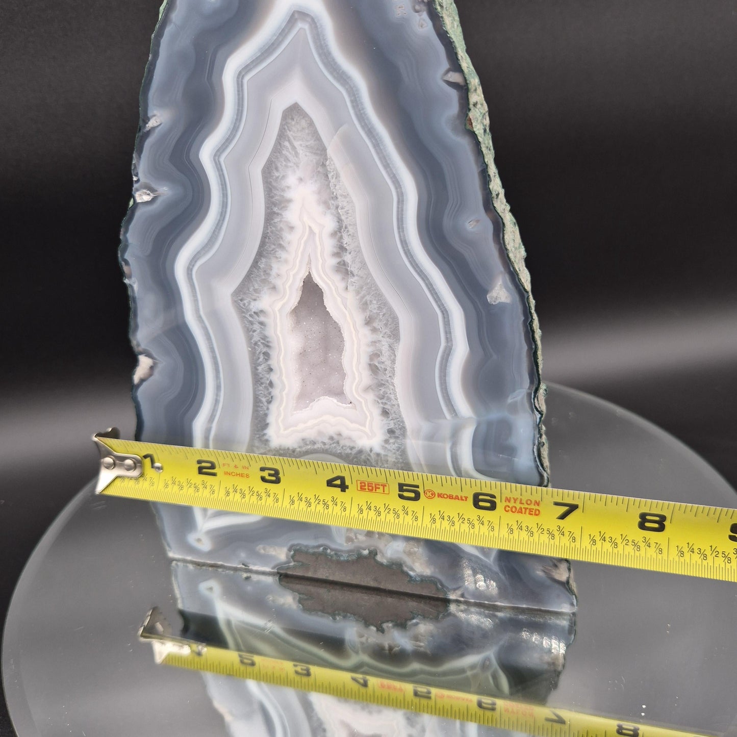 AAA+ Blue Banded Agate Cathedral with Druzy - 8.5 x 6in - 8.61 lbs - Collector Display Crystal Hoarder