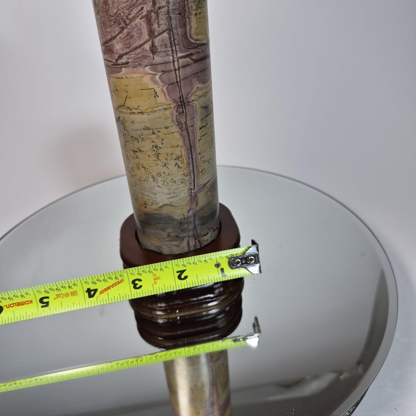 Picture Jasper Cylinder on Wood Stand - 7.5in Tall Earth Tone Crystal Display Crystal Hoarder