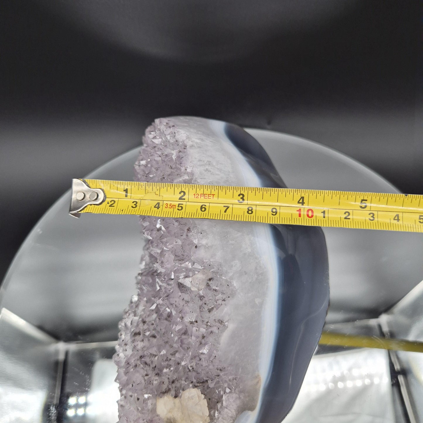 AAA+ Druzy Amethyst with UV Reactive Calcite Black Hematite Blue Banded Agate Freeform 4.58 lbs 7.5x4x3 Brazil Crystal Hoarder
