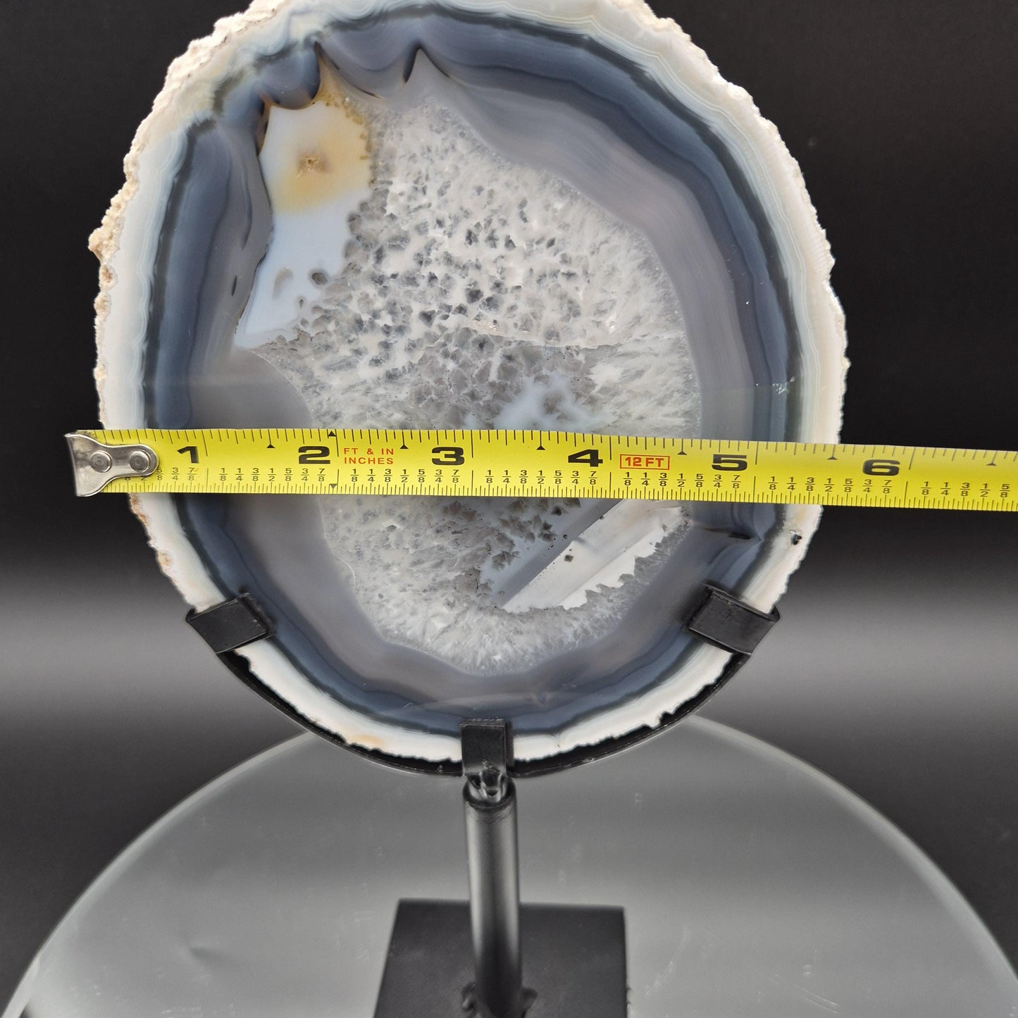 AAA+ Super Rare White and Dark Blue Agate Slice with Quartz Brazil 1.03 lbs Crystal Hoarder
