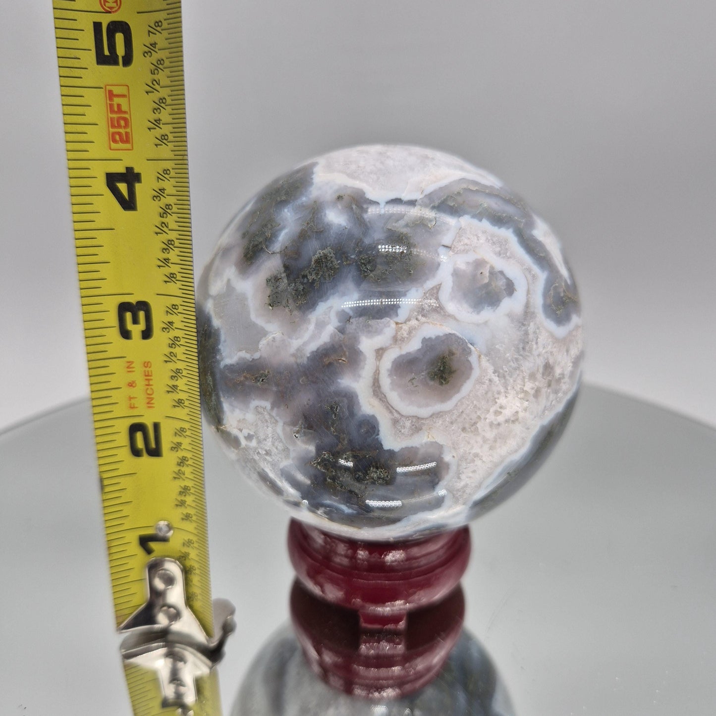 Perfect Moss Agate Sphere with Quartz – Nature Scene Crystal Sphere Crystal Hoarder