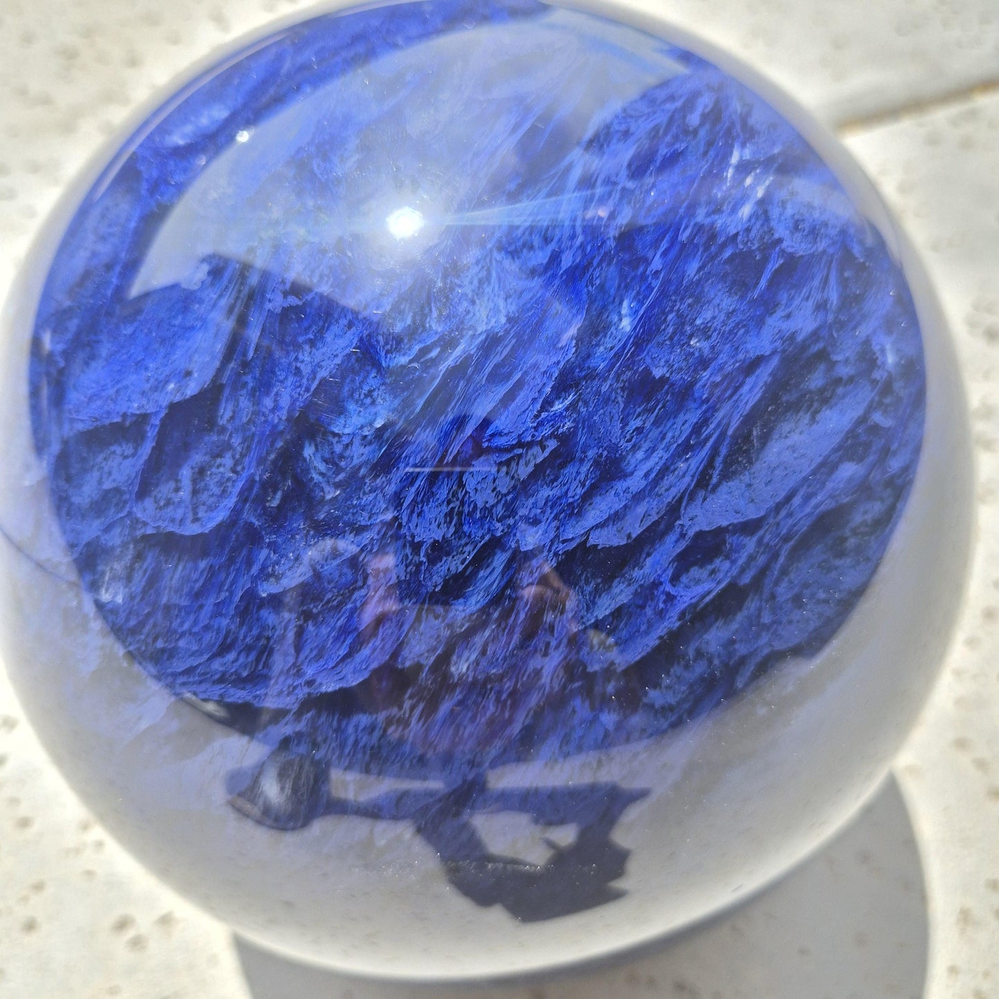 Huge Blue Smelting Quartz Sphere - 8in 24 lb Statement Crystal | Polished Quartz Ball | Collector Display Piece Crystal Hoarder