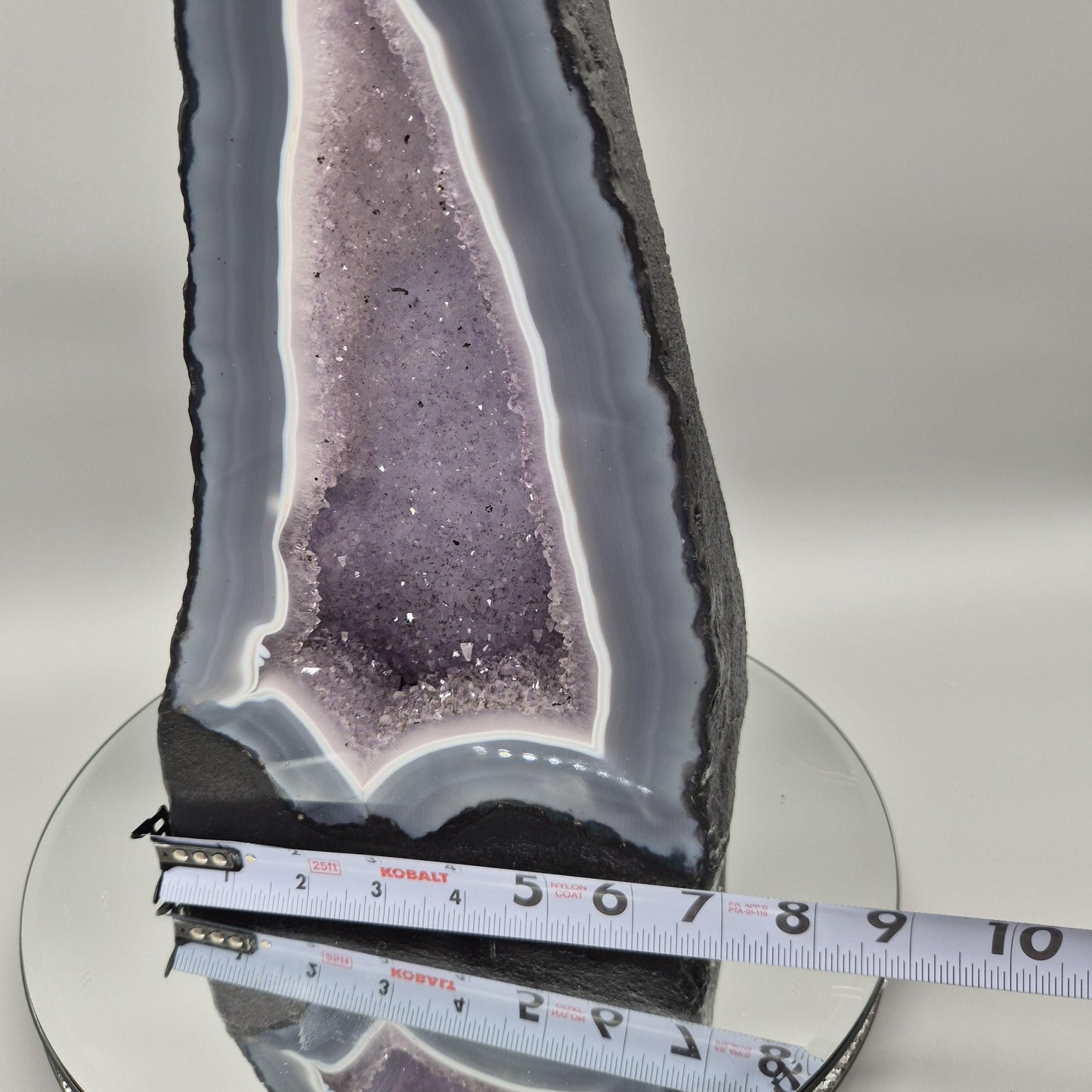 AAA+ Druzy Amethyst Cathedral with Blue Banded Agate | Brazil Amethyst Geode | Large Statement Crystal | Collector Specimen | 19.02 lb Crystal Hoarder