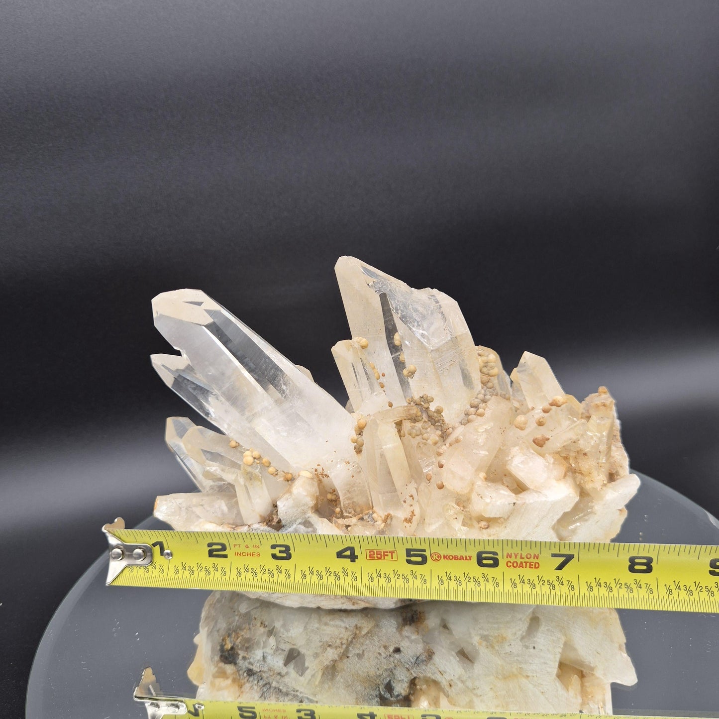 Huge Golden Healer Clear Lemurian Quartz Cluster with Rare Calcite Balls - 5 lb, 8 x 5in Crystal Hoarder