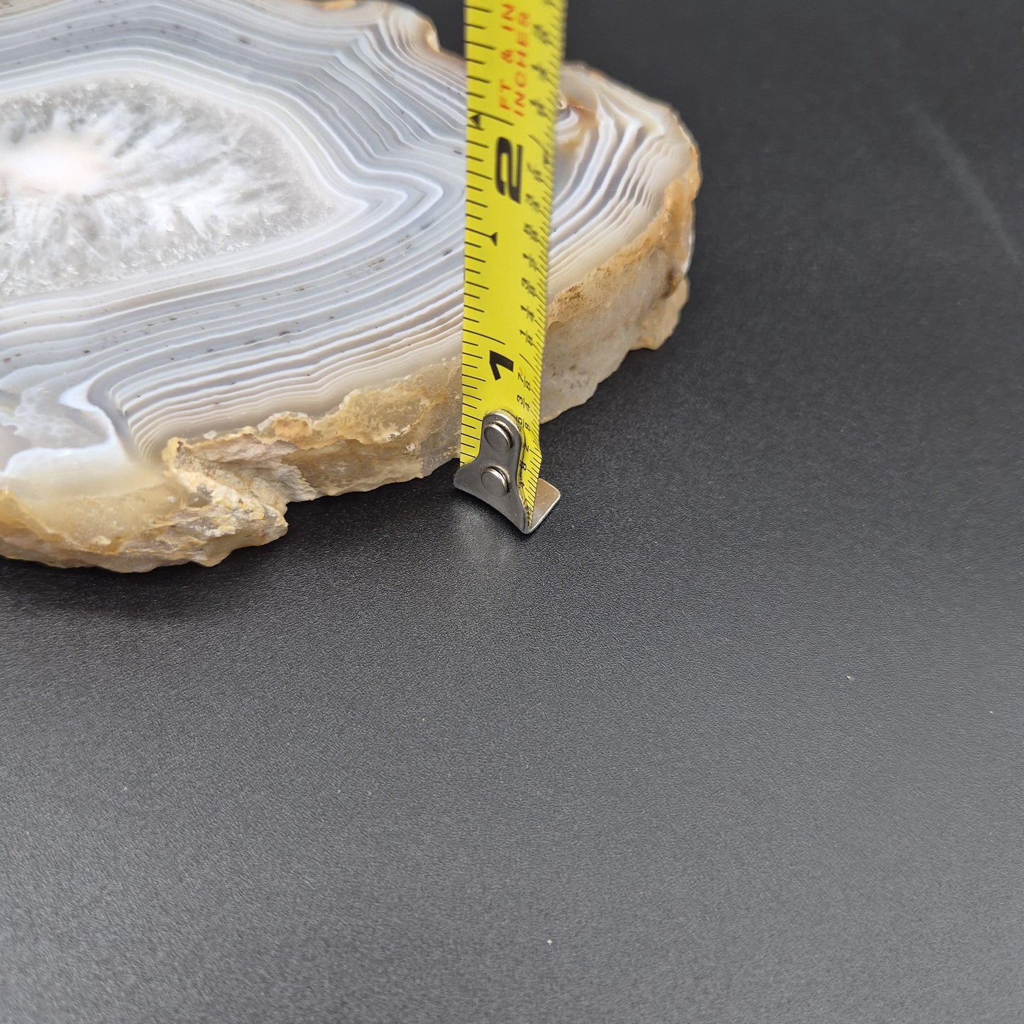 AAA+ Quartz with Tight Blue Banded Agate Double Sided Polished Uruguay 1.34 lbs Crystal Hoarder Crystal Hoarder