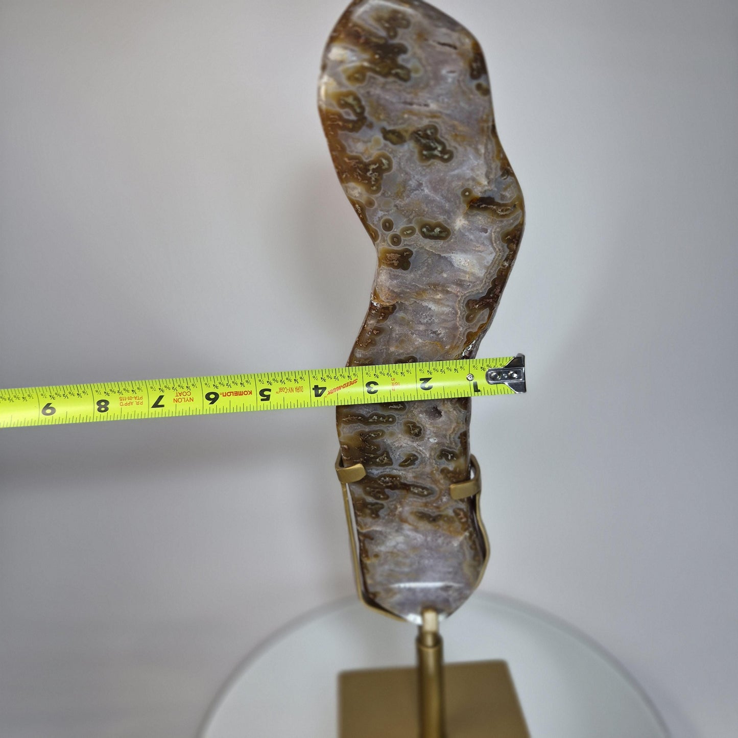 Super Rare Agate Slab with Druzy on Stand - 16.5in Tall Statement Crystal, Natural Mineral Display, 3.825 lb Collector Specimen Crystal Hoarder