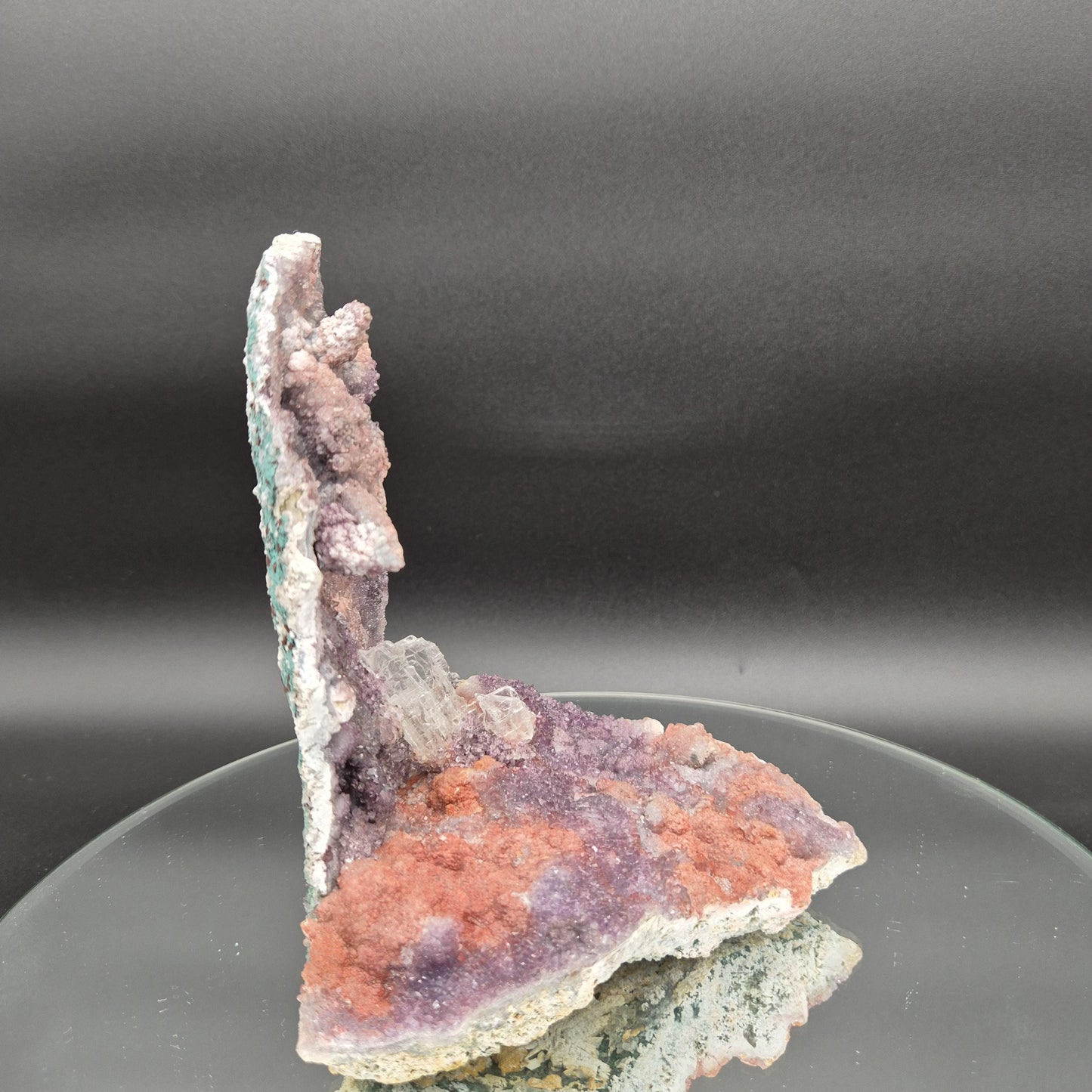 Zeolite Amethyst with Selenite Gypsum Brazil Crystal Sculpture 1.94 lb 7x6x4 Natural Mineral Specimen Crystal Hoarder