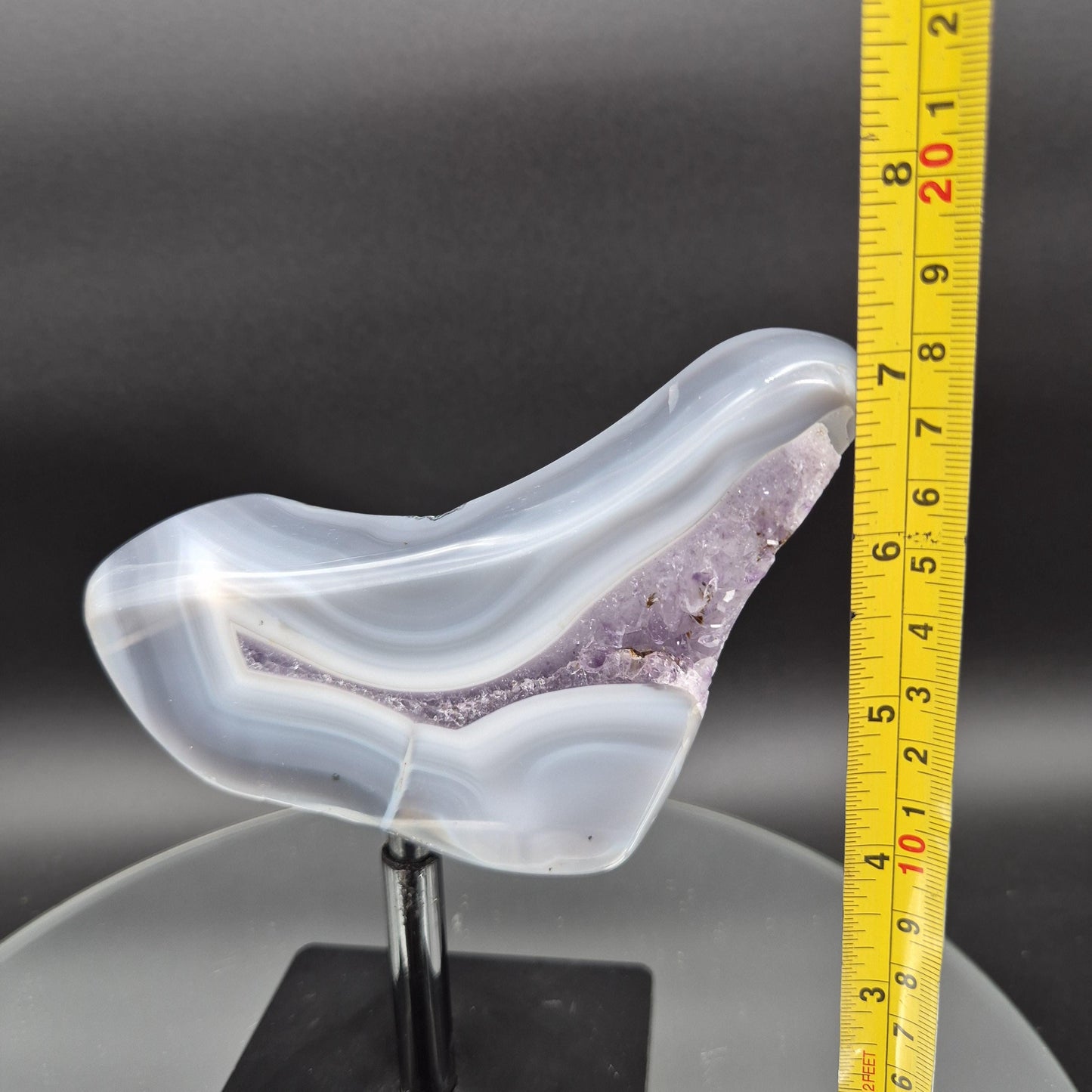 Fully Polished Amethyst with Blue Banded Agate Freeform Brazil 2.18 lbs 7x6x1.5 Crystal Display Crystal Hoarder