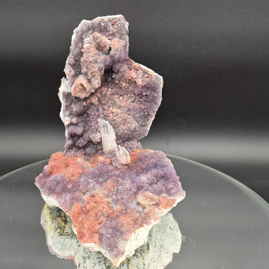 Zeolite Amethyst with Selenite Gypsum Brazil Crystal Sculpture 1.94 lb 7x6x4 Natural Mineral Specimen Crystal Hoarder