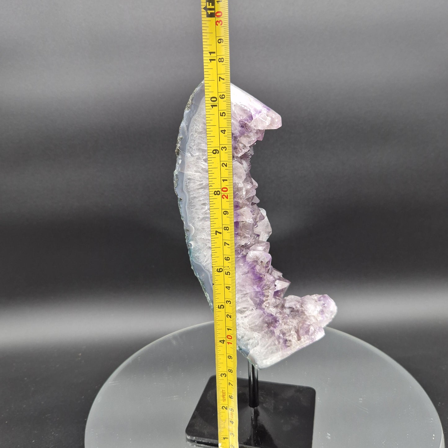 AAA+ Amethyst with Blue Banded Agate on Stand 10.5x4x1.5 3.17 lbs Brazil Crystal Hoarder