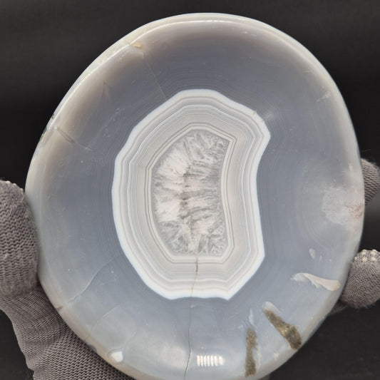 AAA+ Blue Banded Agate Quartz Bowl Brazil 5.5x5x1 1.5 lbs - Can be Backlit Crystal Hoarder