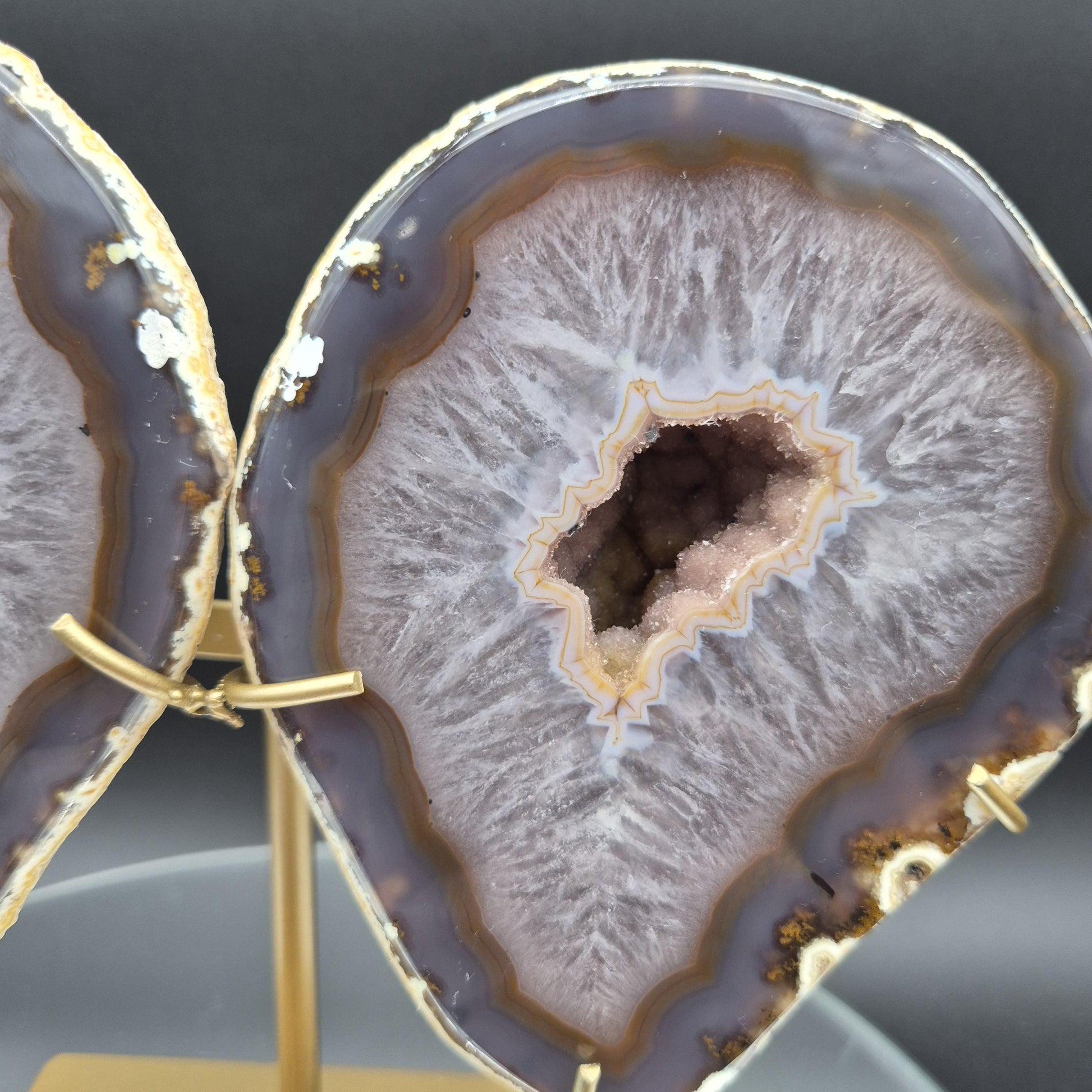 Druzy Agate Geode Butterfly Wings | Natural Brazilian Crystal Pair | 5.26 lb Statement Display Crystal Hoarder