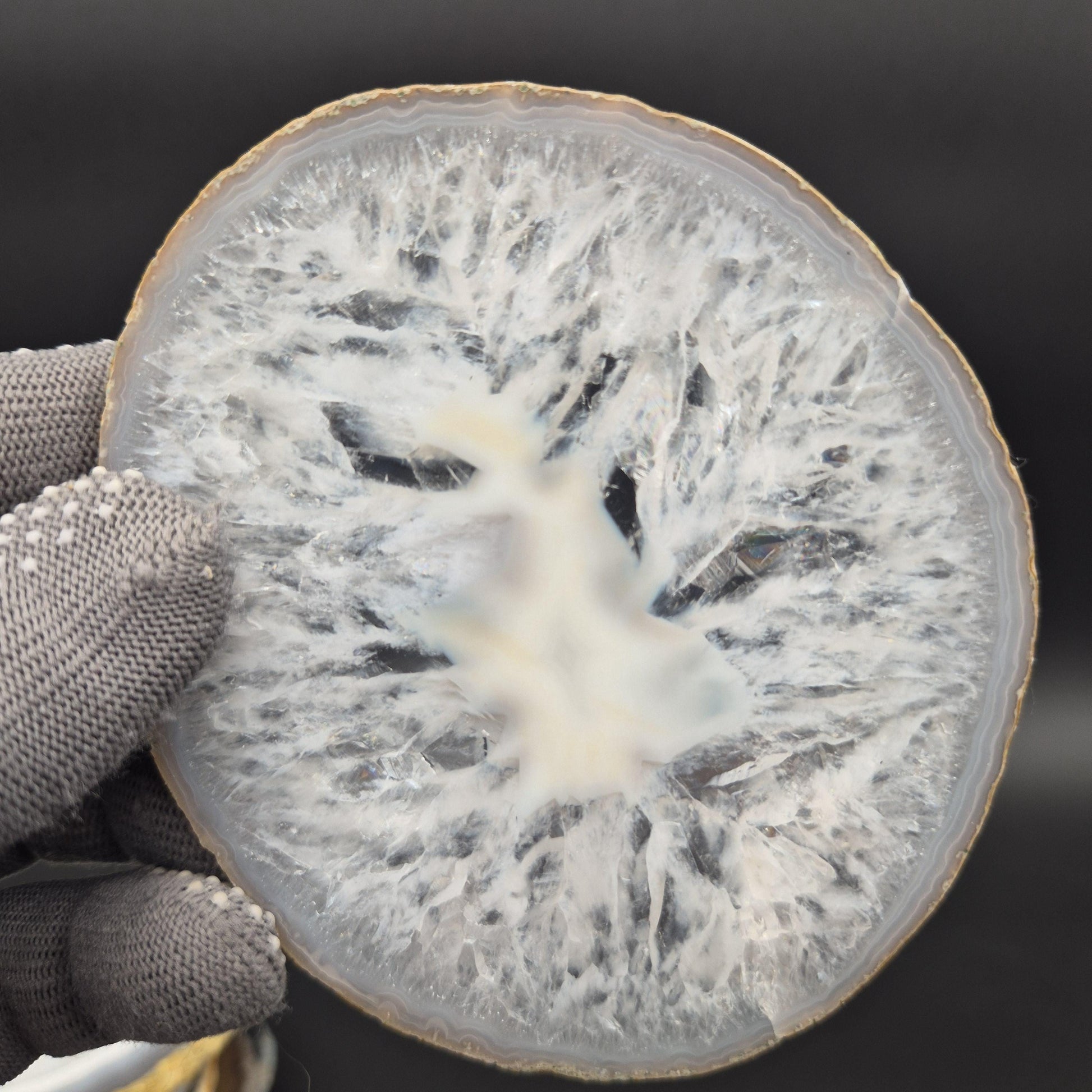 Set of 10 Translucent Agate Slices - 4in Round | One Amethyst Druzy | Natural Quartz | 2.45 lbs Crystal Hoarder