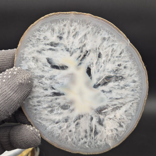 Set of 10 Translucent Agate Slices - 4in Round | One Amethyst Druzy | Natural Quartz | 2.45 lbs Crystal Hoarder