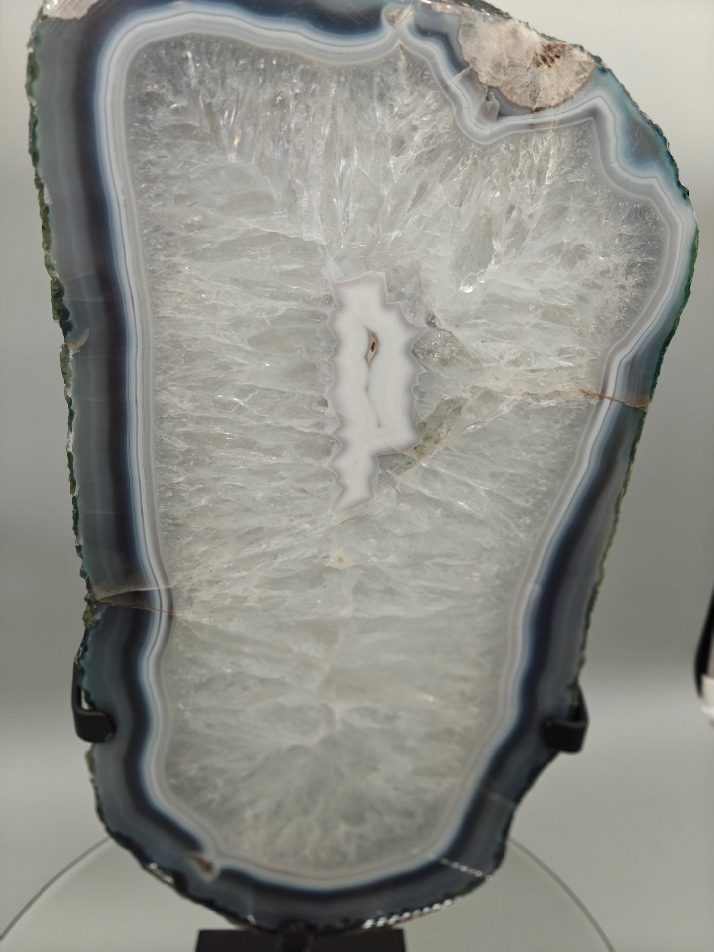Huge Fully Polished Blue Banded Agate Slab - Backlit Display - 15.5 x 7in – 9.82 lbs - Natural Brazilian Stone Crystal Hoarder