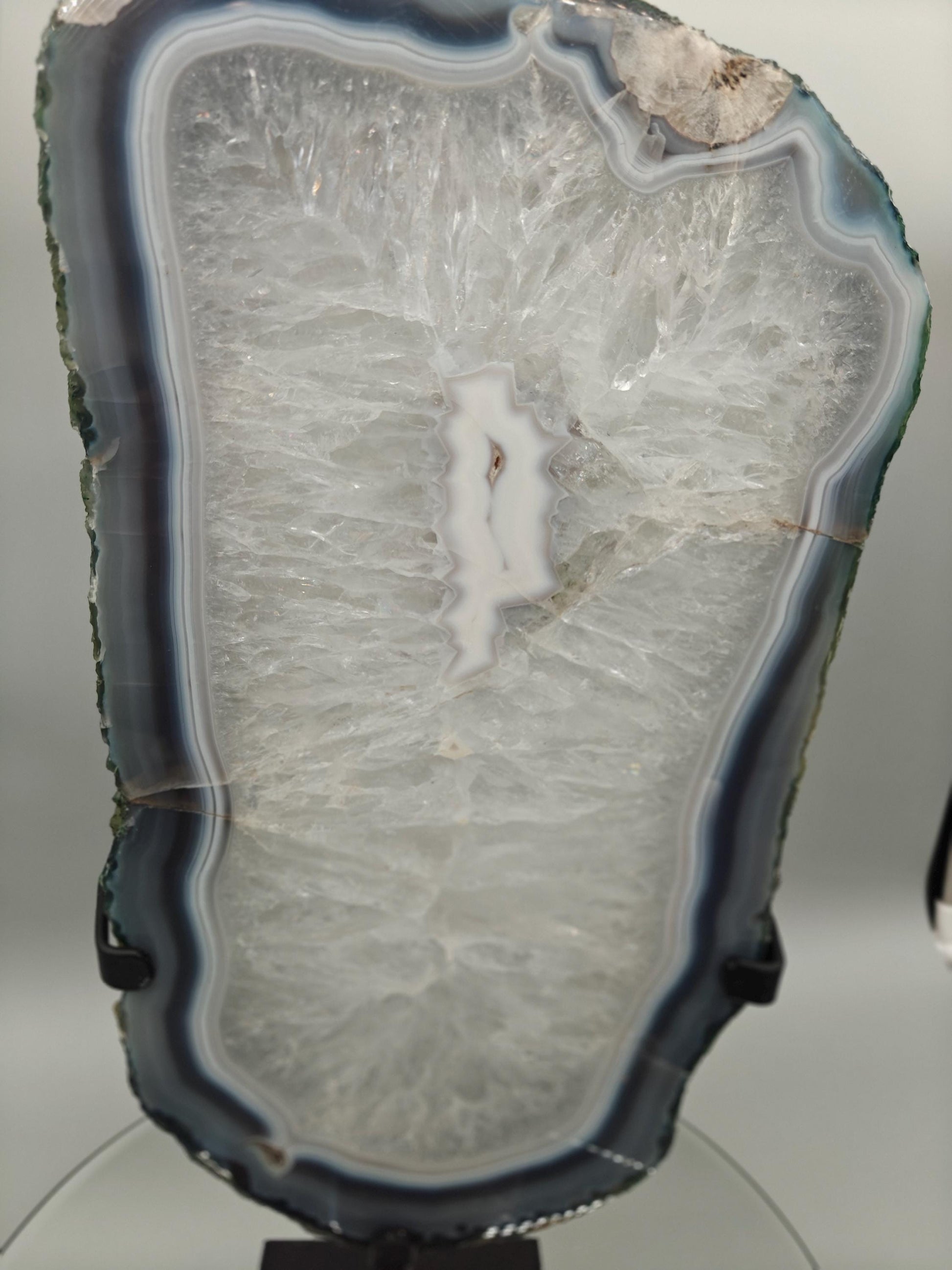 Huge Fully Polished Blue Banded Agate Slab - Backlit Display - 15.5 x 7in – 9.82 lbs - Natural Brazilian Stone Crystal Hoarder