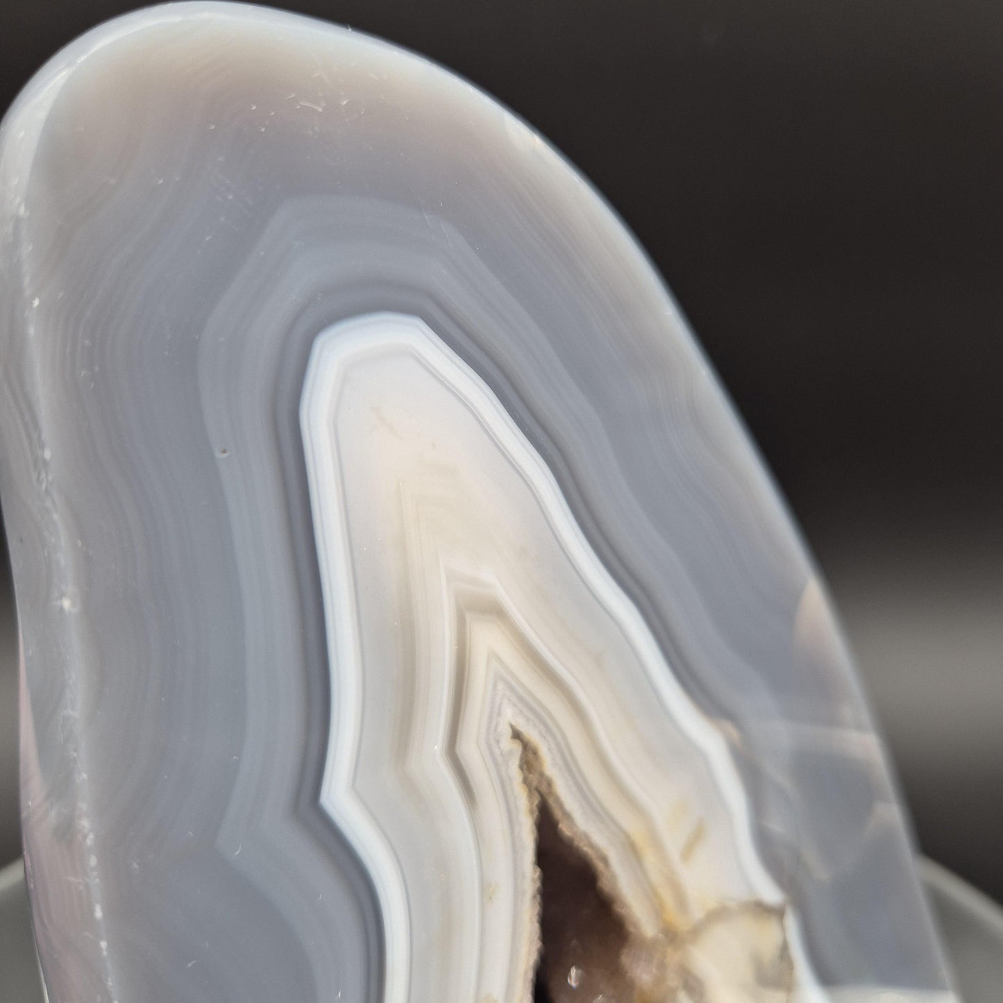 6.27 lb Fully Polished Druzy Amethyst with Blue Banded Agate – 7.5"x5"x4" – Brazil Crystal Hoarder