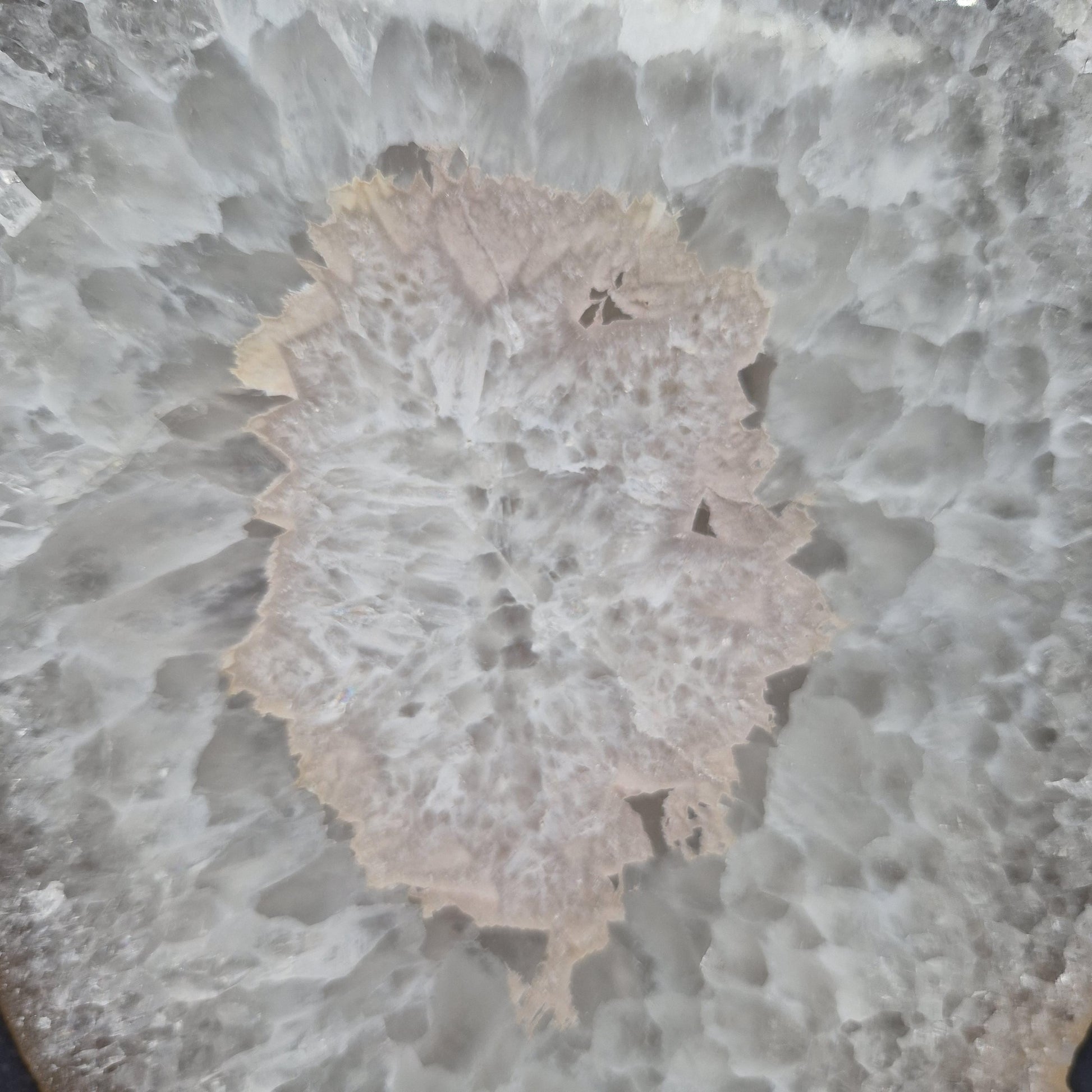 AAA+ Huge Rare Agate Slab with Rainbow Quartz, Pink Agate & Blue Banded Agate Border | Brazil | 5.74 lbs Crystal Hoarder