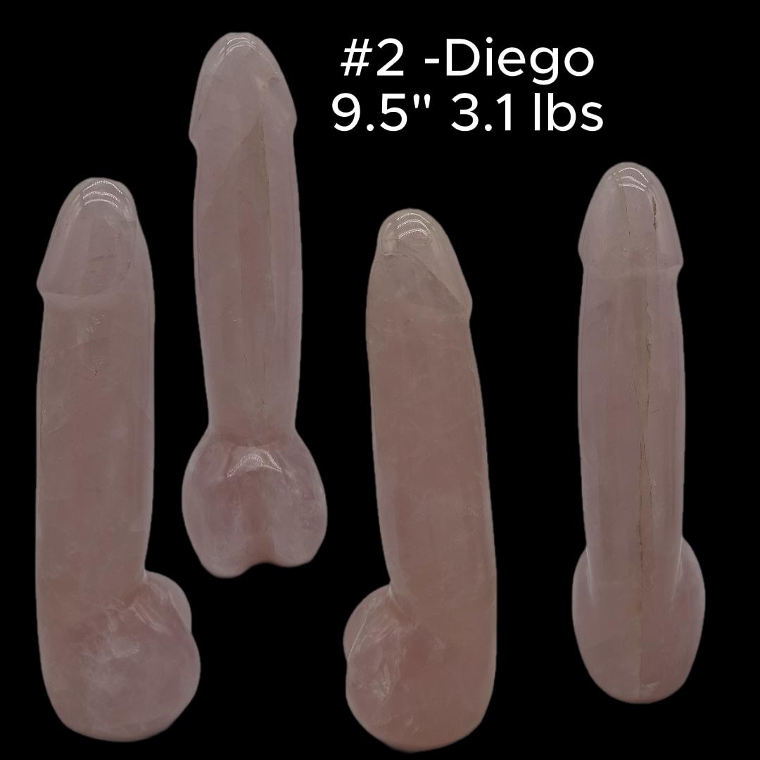 Rose Quartz Penis Sculptures - “The D Collection” - Carved Crystal Art, 6 Unique Sizes, Optional LED Display Stand Crystal Hoarder