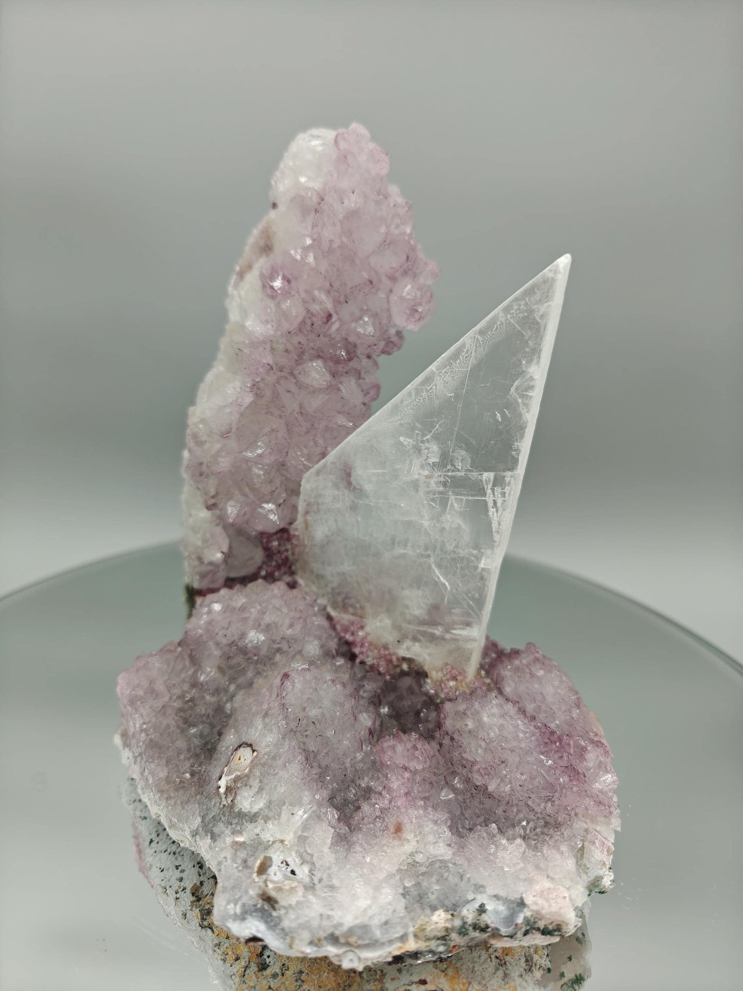 Zeolite Amethyst Flower with Selenite Sculpture - Brazilian Crystal Specimen - Natural Mineral Display - 6.5in Tall Statement Piece Crystal Hoarder
