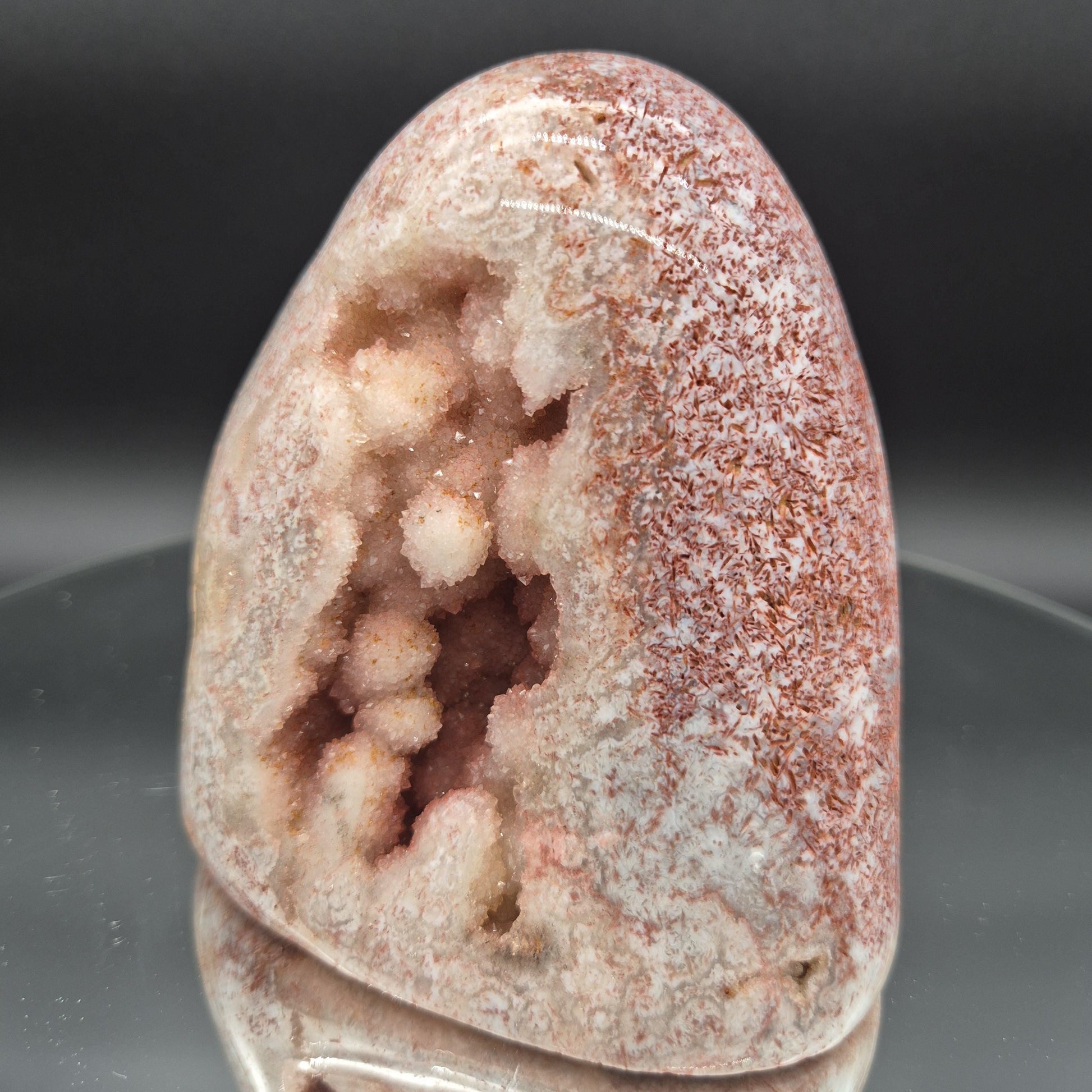 AAA+ Perfect Fully Polished Pink Amethyst Freeform with Rare Bubble Formation - Brazil - 5 x 4in - 3.06 lbs - Collector Display Crystal Hoarder