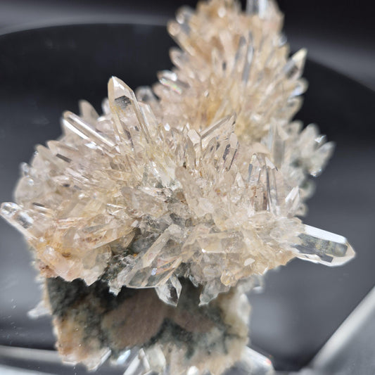 Super Rare Museum Quality Pink Lemurian Tri-Color Quartz Cluster - Golden Healer & Fuchsite - Colombia - Water Clear Points - 1.31 lbs 8in Crystal Hoarder