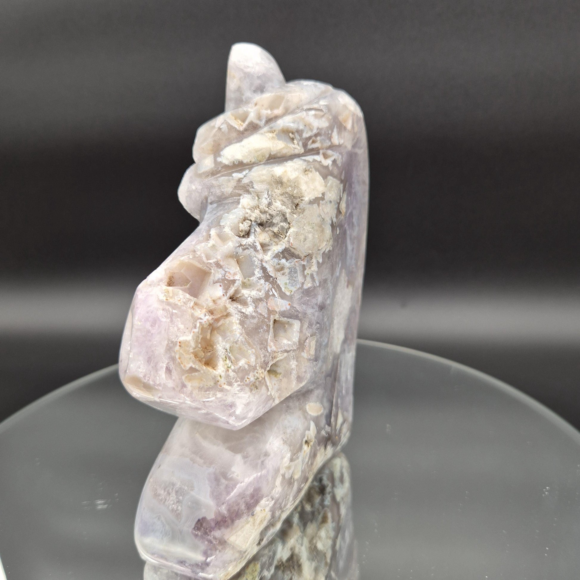 AAA+ Hand Carved Amethyst Horse - Brazilian Amethyst Sculpture - 3.77 lbs, 7 x 5in - Natural Crystal Carving Crystal Hoarder