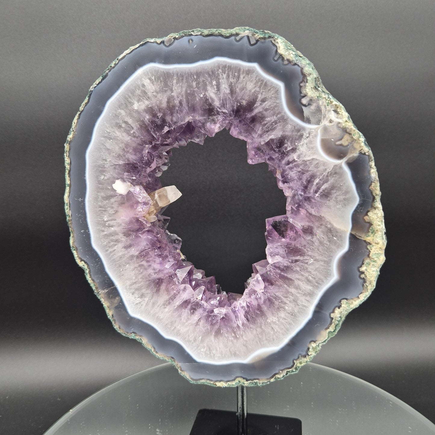 Super Rare Amethyst Portal with UV Calcite Sugar Hematite Blue Agate Brazil 5.13 lbs 10.5x7.5x1.5 Collector Crystal Crystal Hoarder