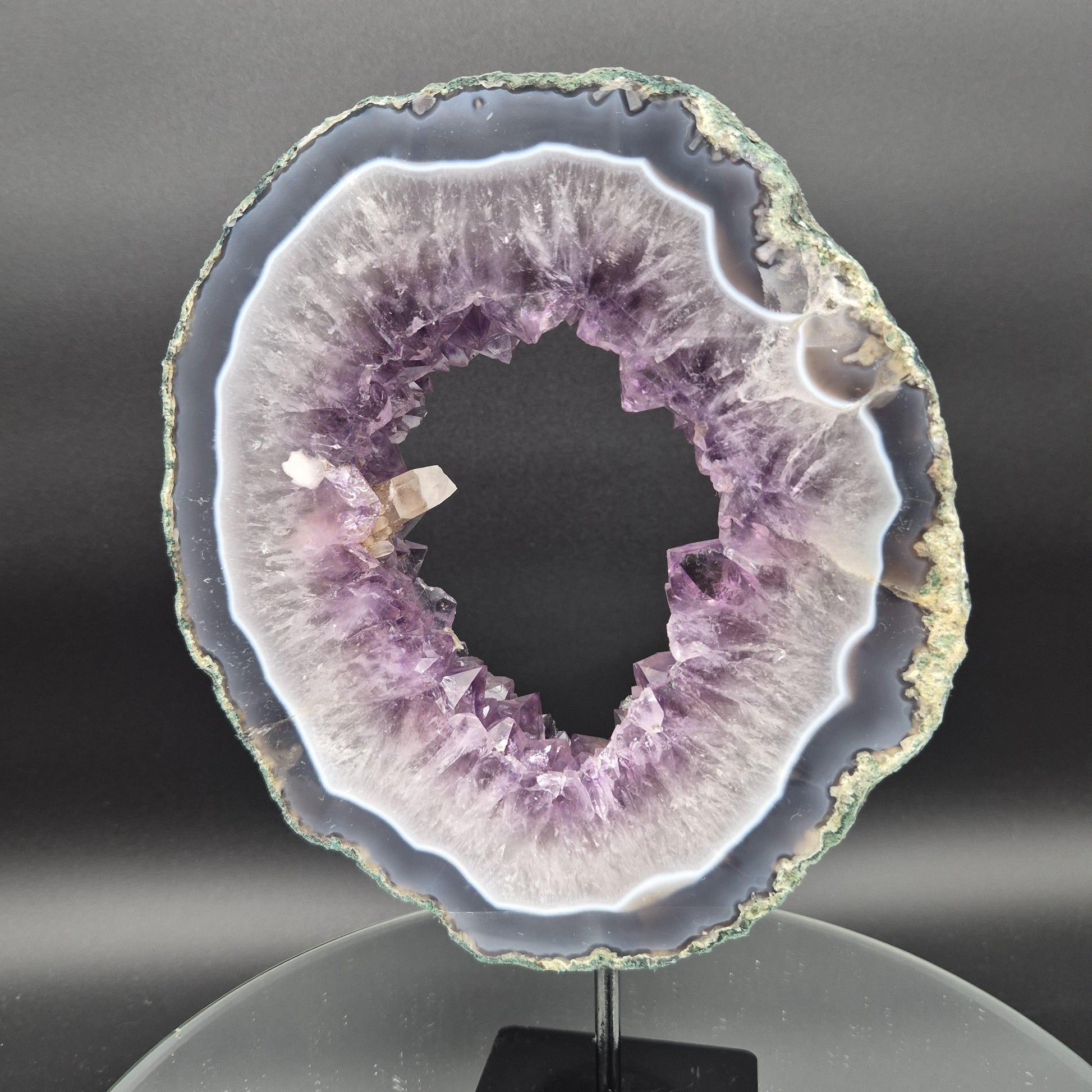 Super Rare Amethyst Portal with UV Calcite Sugar Hematite Blue Agate Brazil 5.13 lbs 10.5x7.5x1.5 Collector Crystal Crystal Hoarder