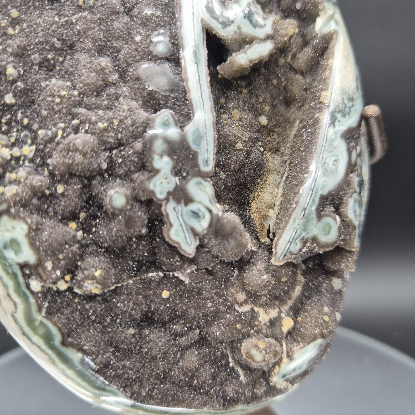 Super Rare Black Galaxy Amethyst Druzy with Green Stalactite & Calcite | 10 x 5in | 3.31 lb Free-Form Crystal | UV Reactive | Uruguay Crystal Hoarder