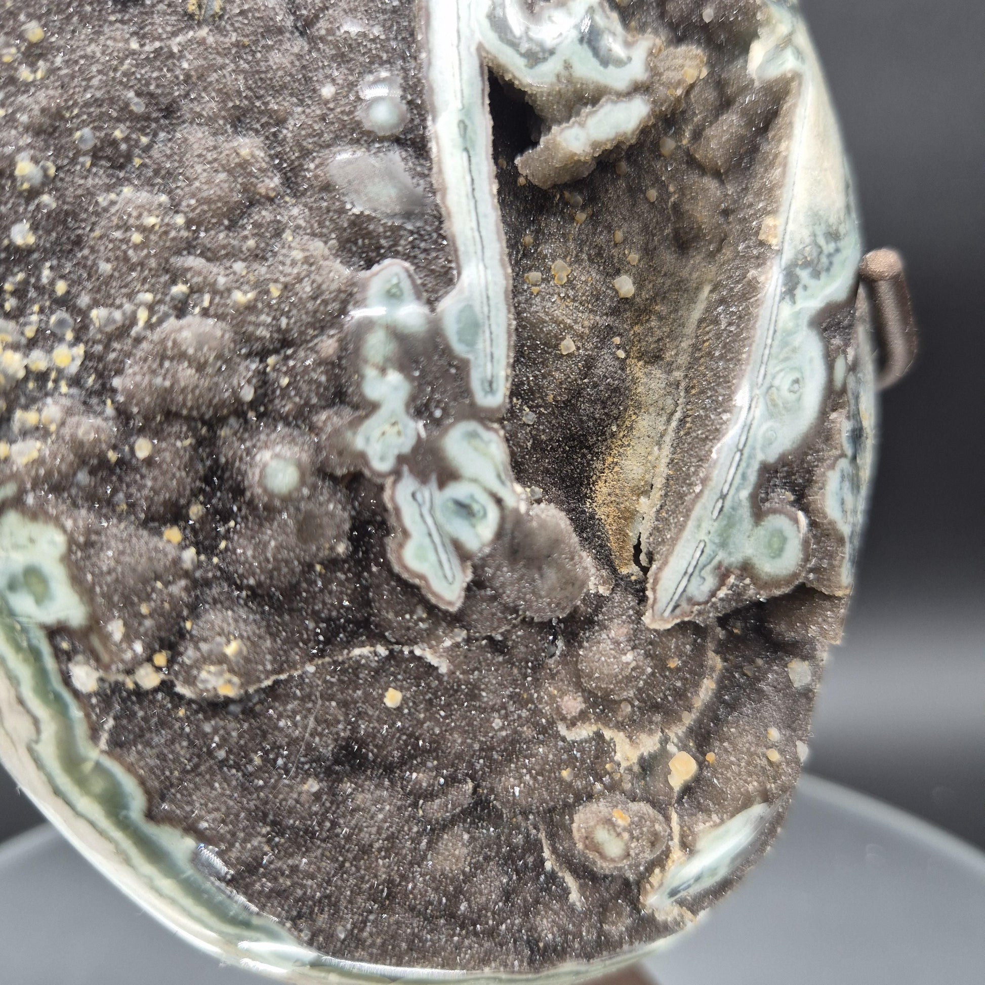 Super Rare Black Galaxy Amethyst Druzy with Green Stalactite & Calcite | 10 x 5in | 3.31 lb Free-Form Crystal | UV Reactive | Uruguay Crystal Hoarder