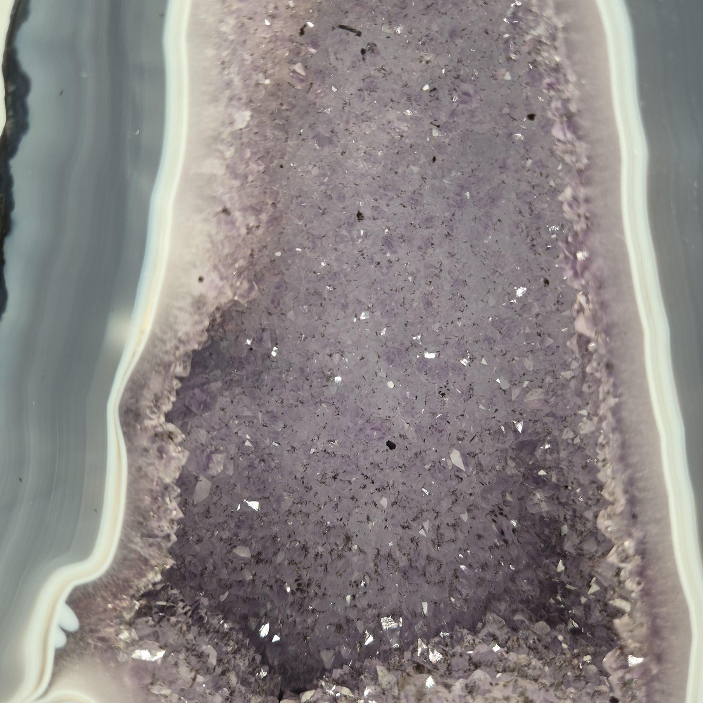 AAA+ Druzy Amethyst Cathedral with Blue Banded Agate | Brazil Amethyst Geode | Large Statement Crystal | Collector Specimen | 19.02 lb Crystal Hoarder
