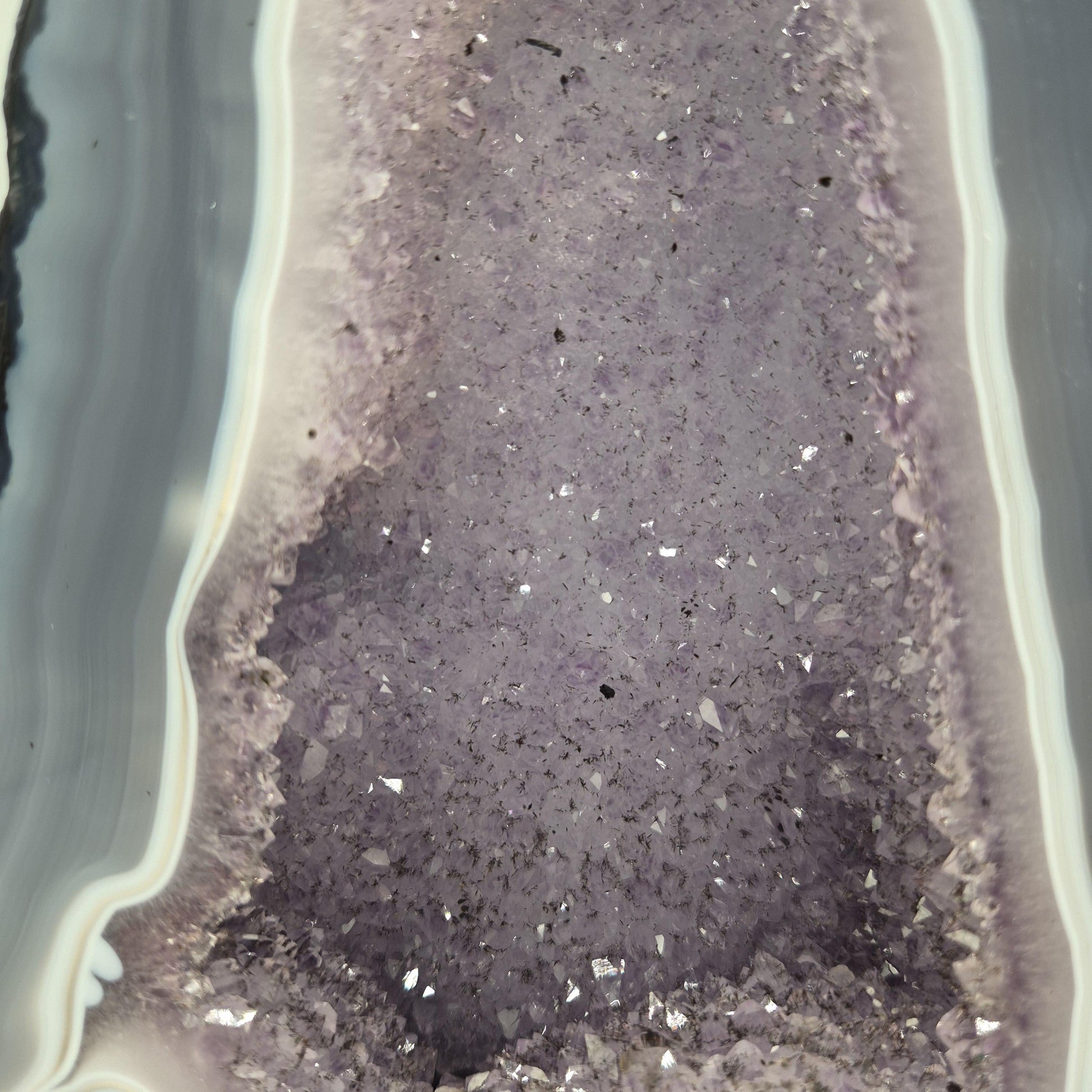 AAA+ Druzy Amethyst Cathedral with Blue Banded Agate | Brazil Amethyst Geode | Large Statement Crystal | Collector Specimen | 19.02 lb Crystal Hoarder
