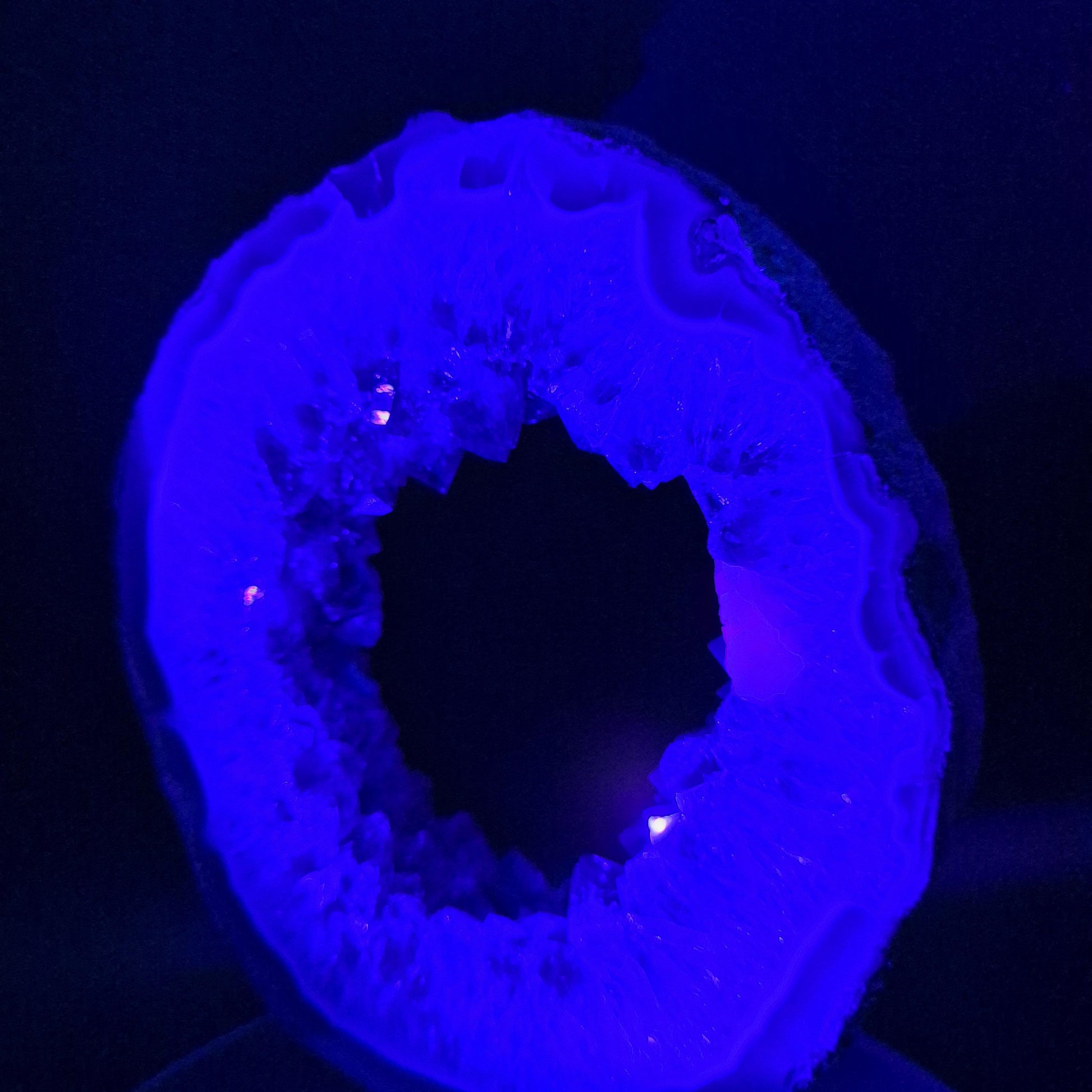 AAA+ Super Rare Amethyst Portal with UV Reactive Calcite Blue Agate 10.5x7.5x1.5 5.12 lbs Brazil Crystal Hoarder