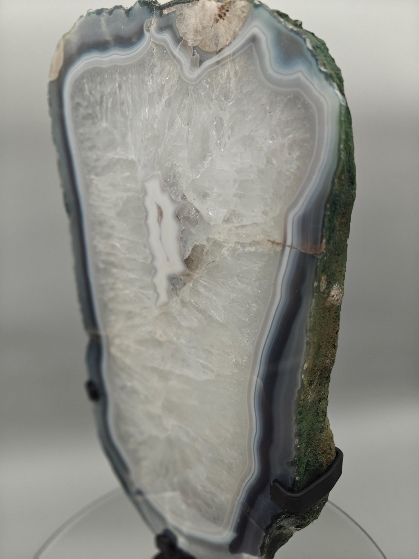 Huge Fully Polished Blue Banded Agate Slab - Backlit Display - 15.5 x 7in – 9.82 lbs - Natural Brazilian Stone Crystal Hoarder
