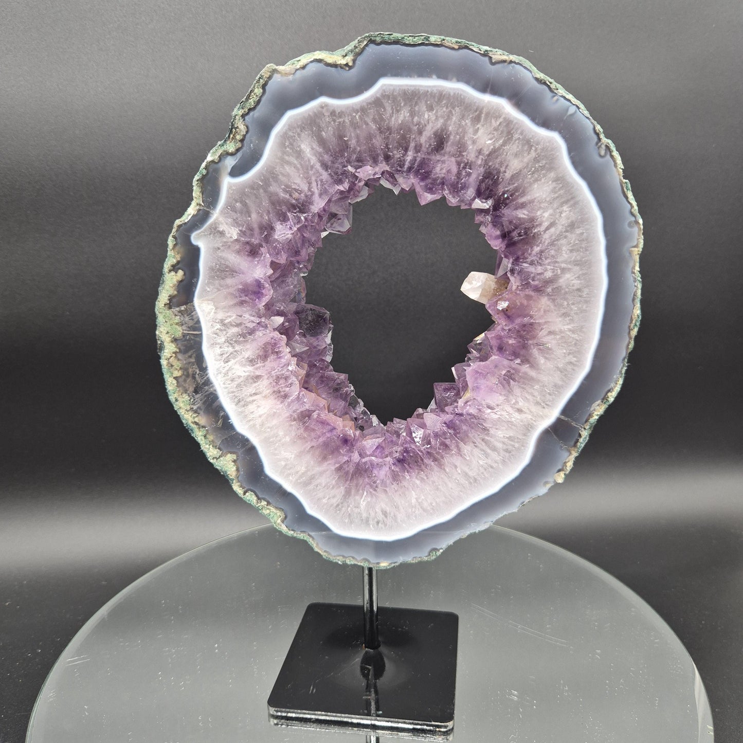 Super Rare Amethyst Portal with UV Calcite Sugar Hematite Blue Agate Brazil 5.13 lbs 10.5x7.5x1.5 Collector Crystal Crystal Hoarder